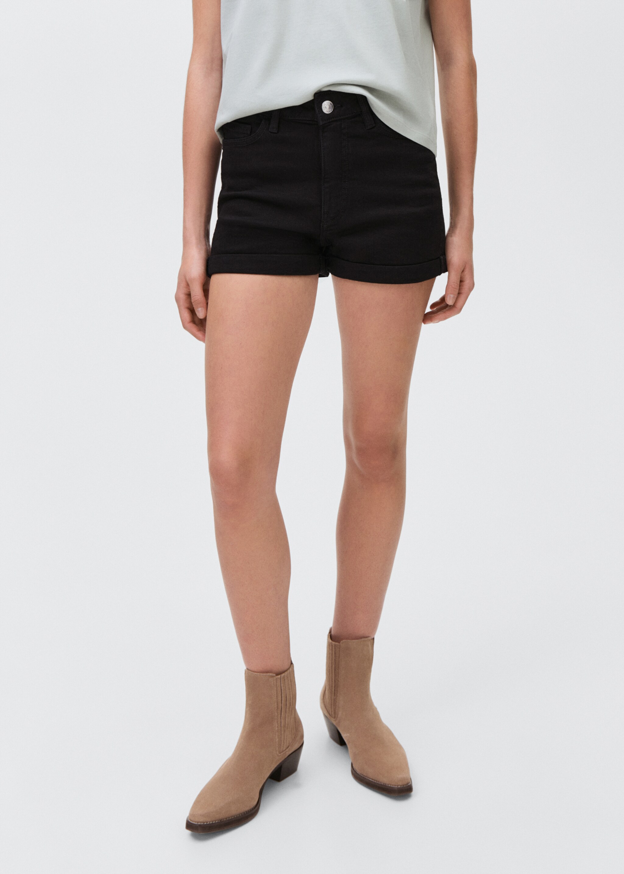 Straight-fit denim shorts - Details of the article 1