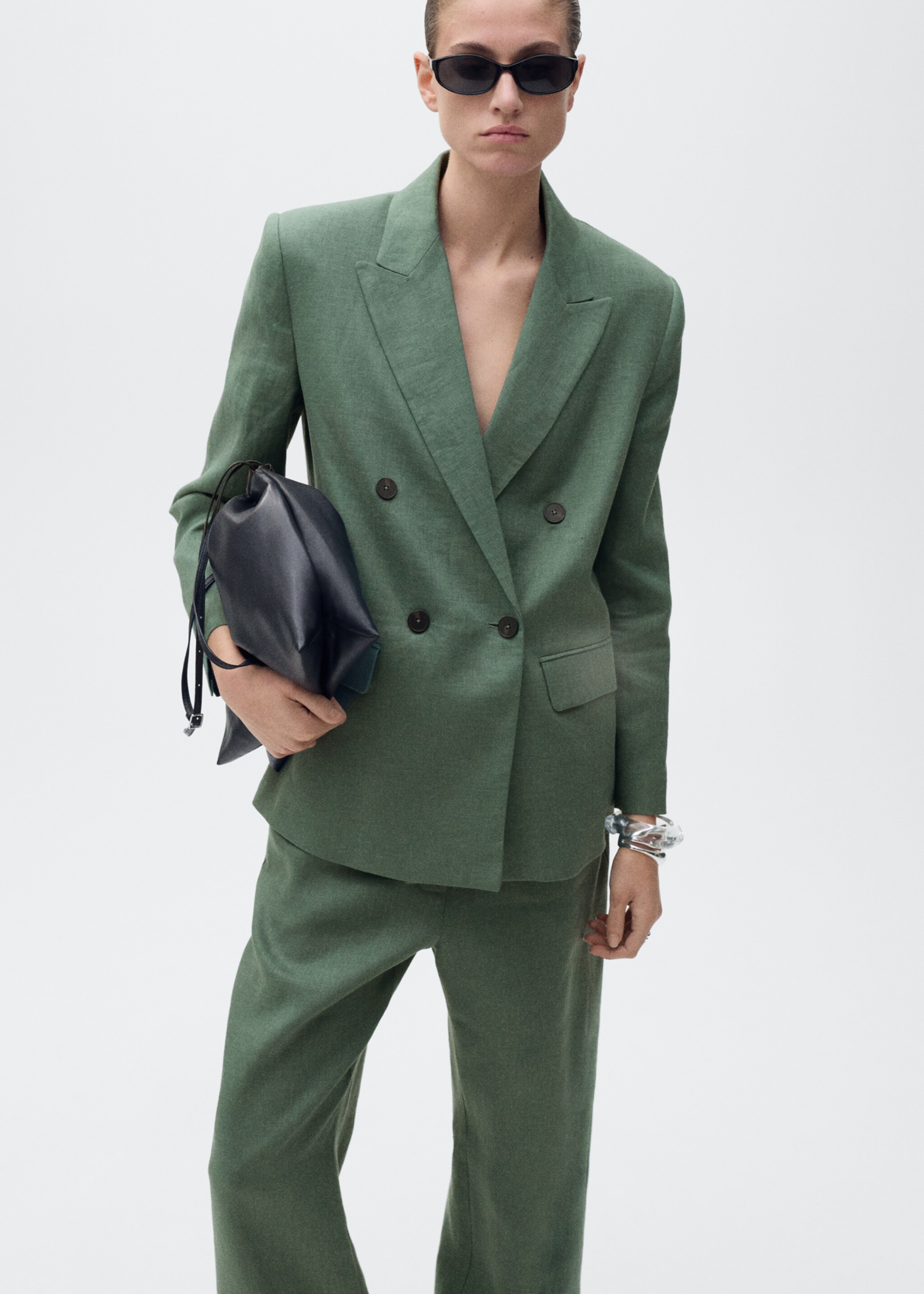 Straight linen-blend trousers - Details of the article 1
