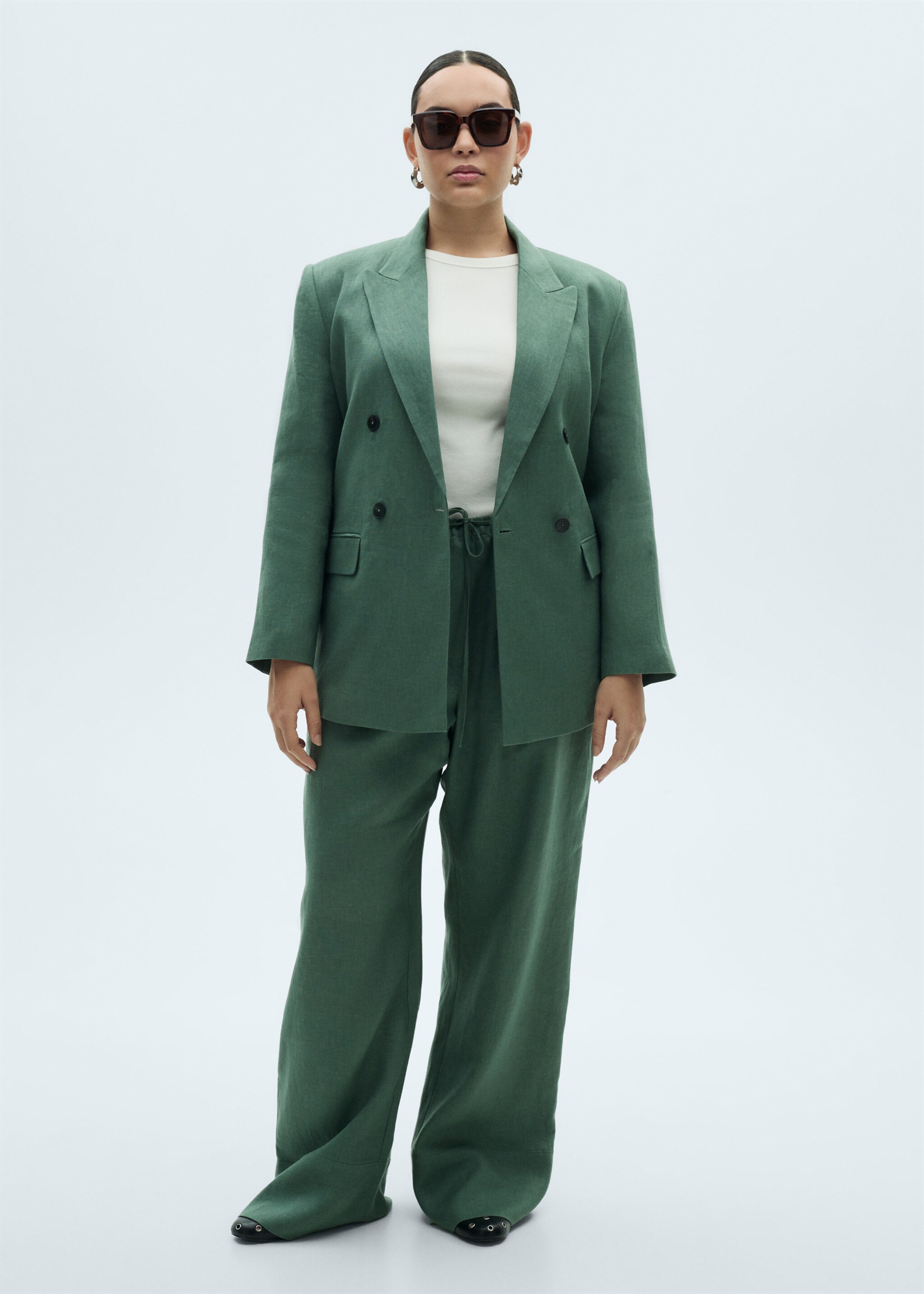 Straight linen-blend trousers - Details of the article 3