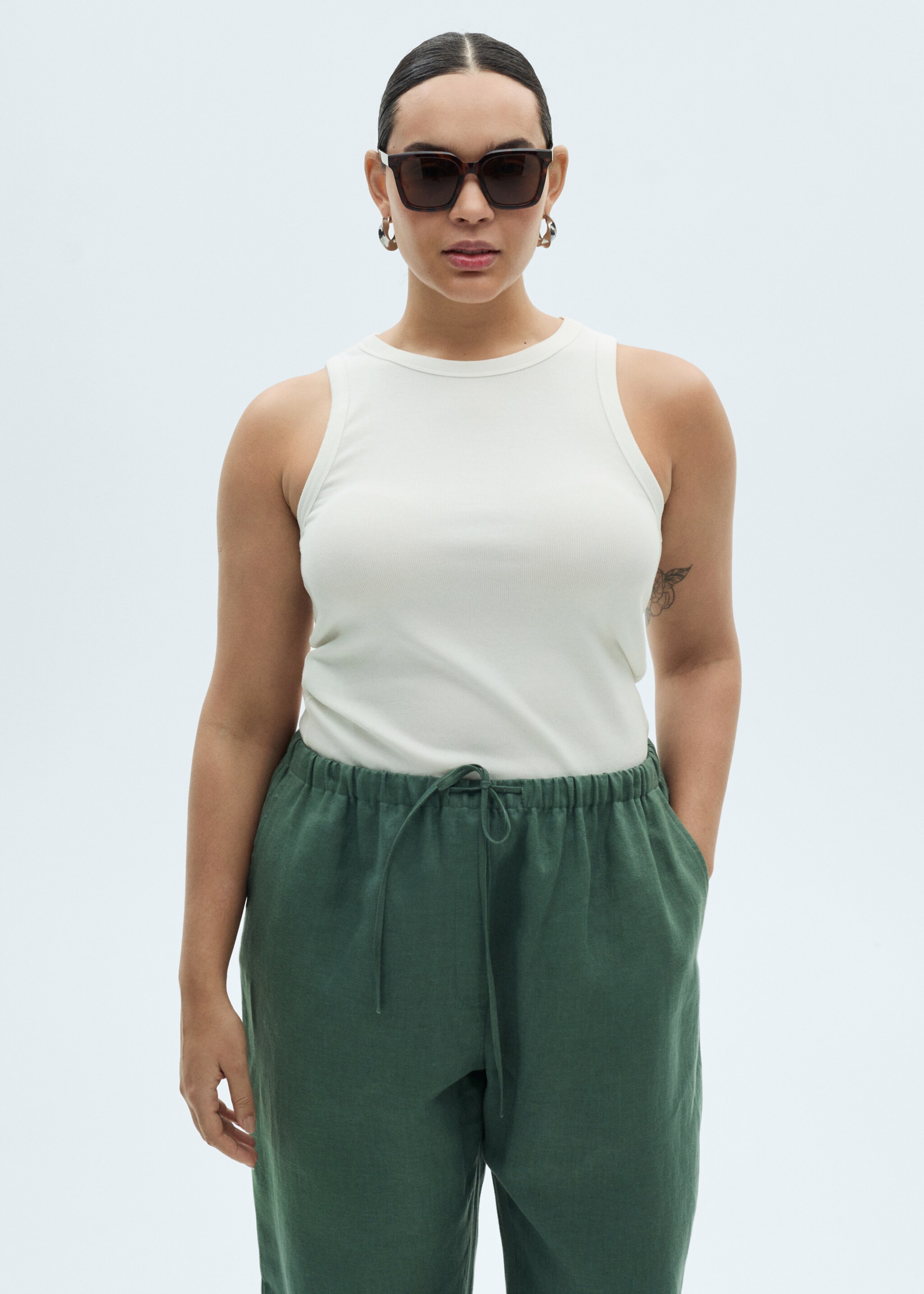 Straight linen-blend trousers - Details of the article 5