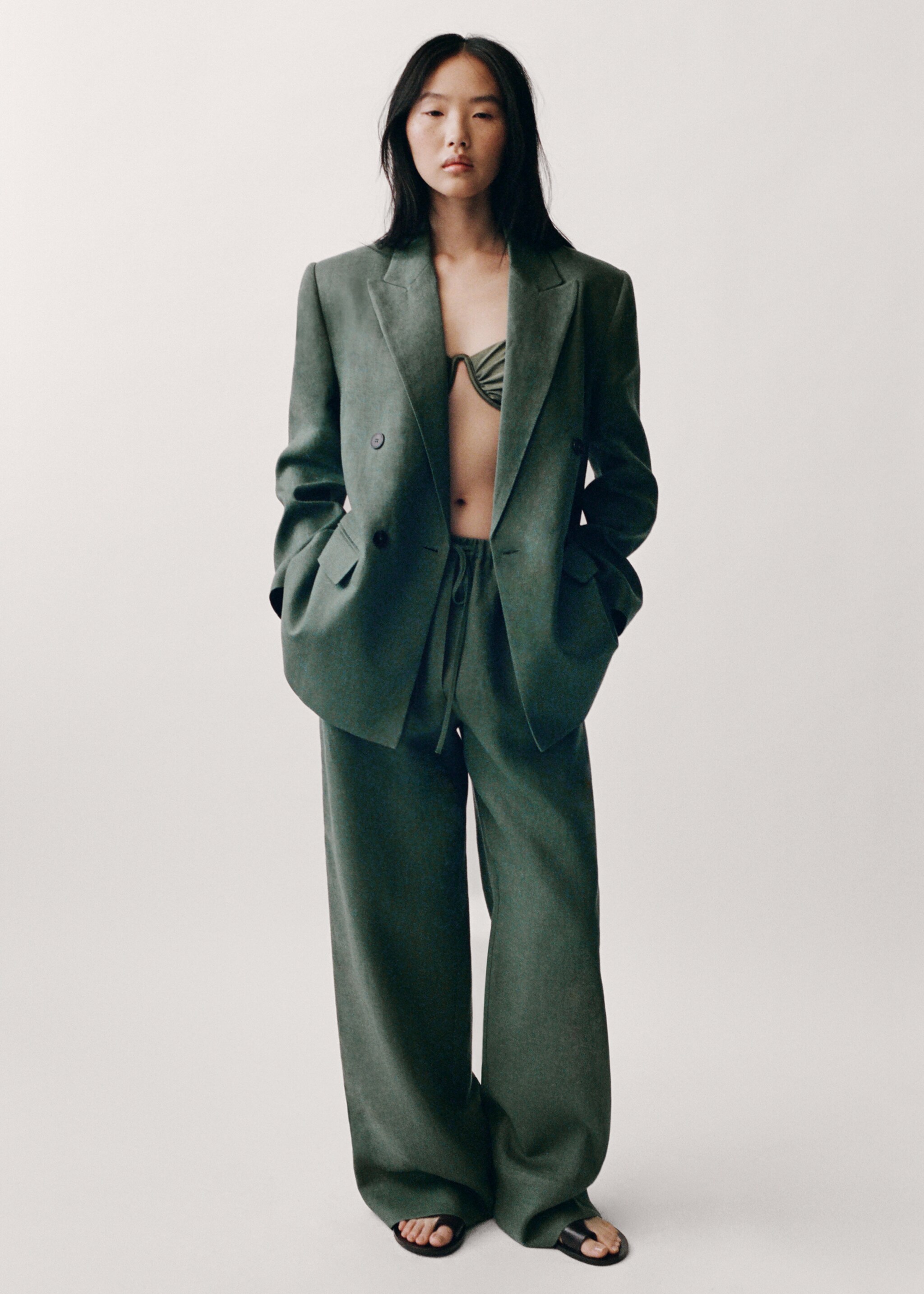 Straight linen-blend trousers - Details of the article 7
