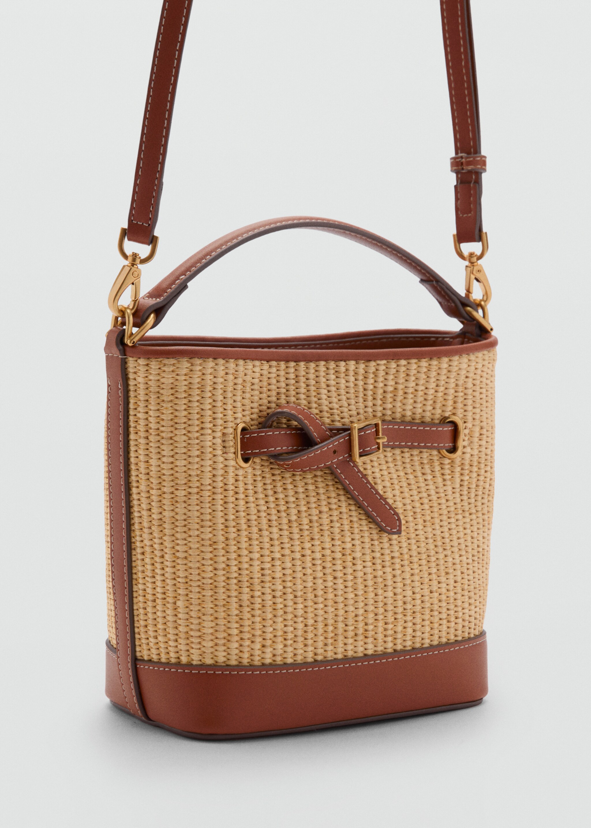Bucket Bag mit Raffia-Effekt - Mittlere Ansicht