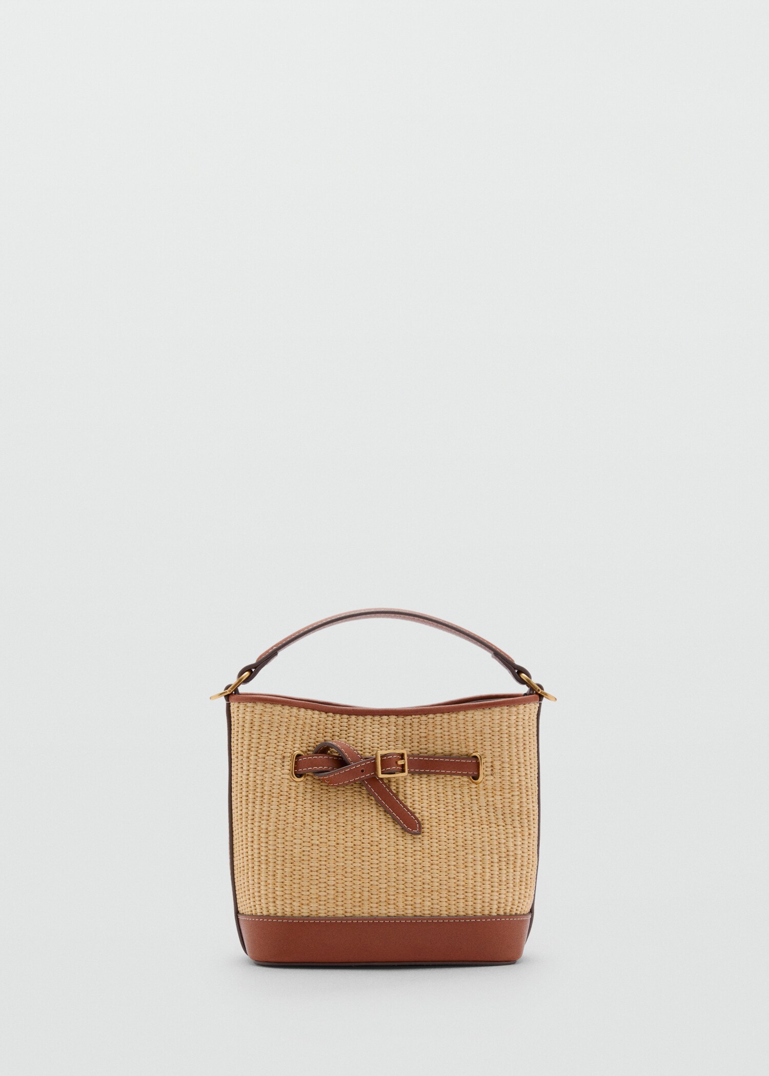 Raffia-effect bucket bag - Article without model