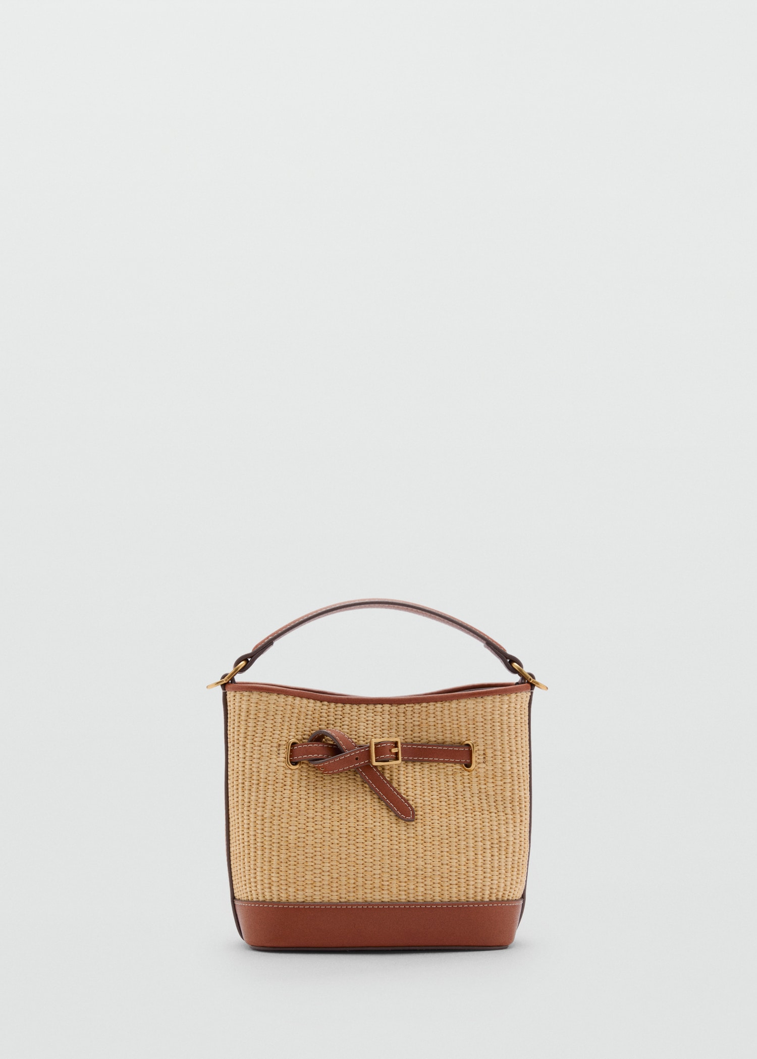 Bolsos De Rafia Mango Bolso Bucket Efecto Rafia