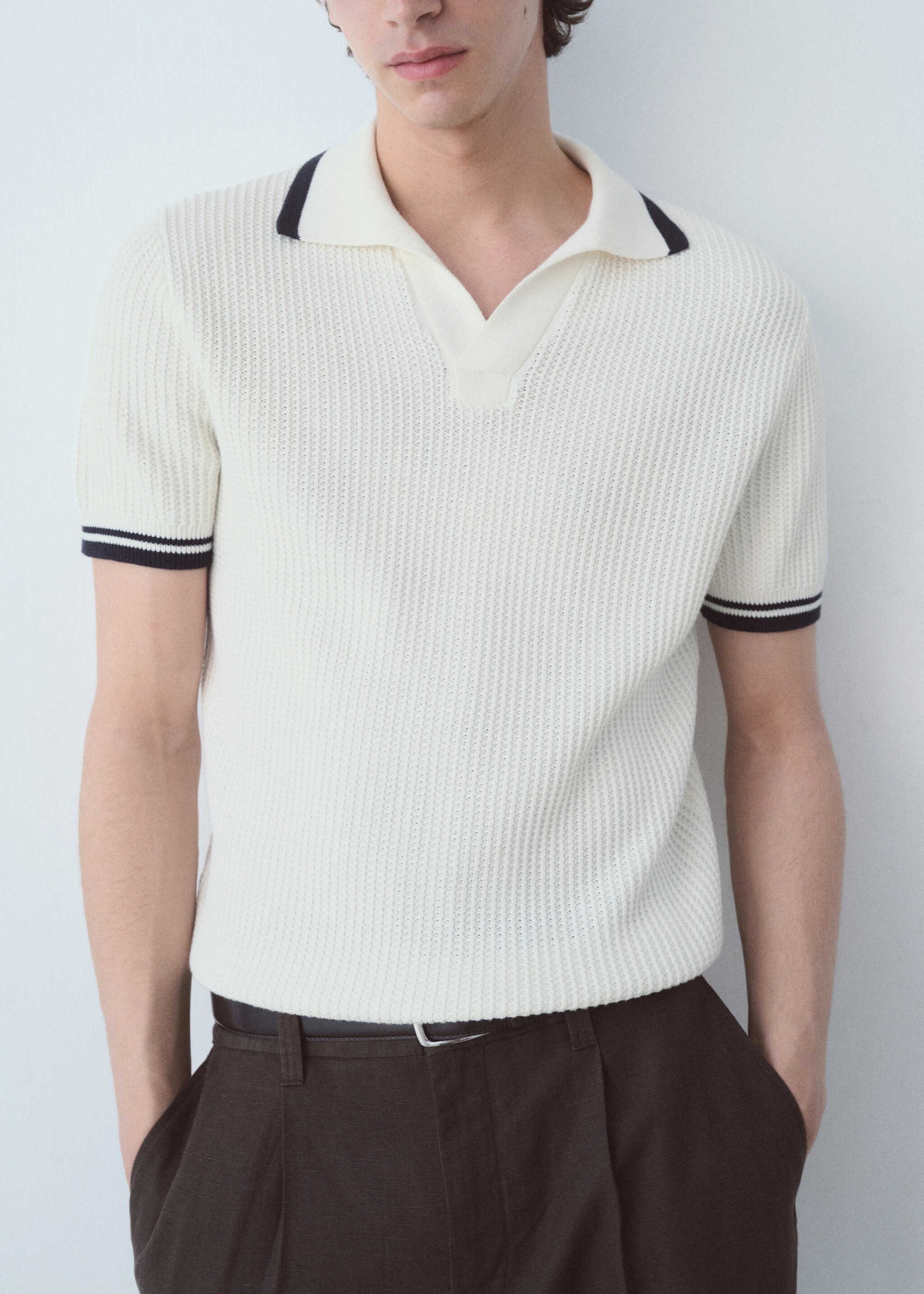 Cotton structured polo shirt - Medium plane
