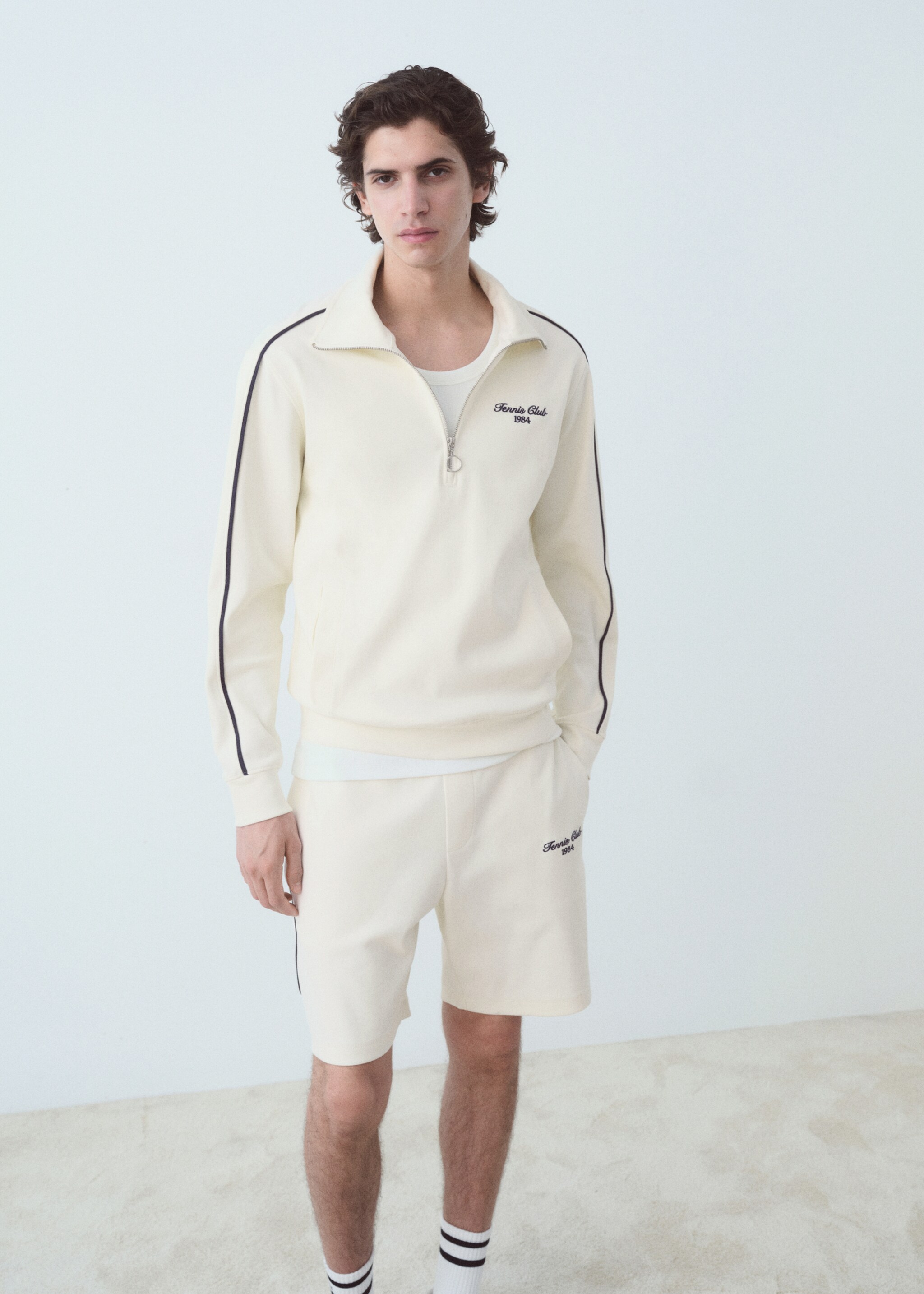 Cotton sweatshirt with funnel neck and zip - Medium plane