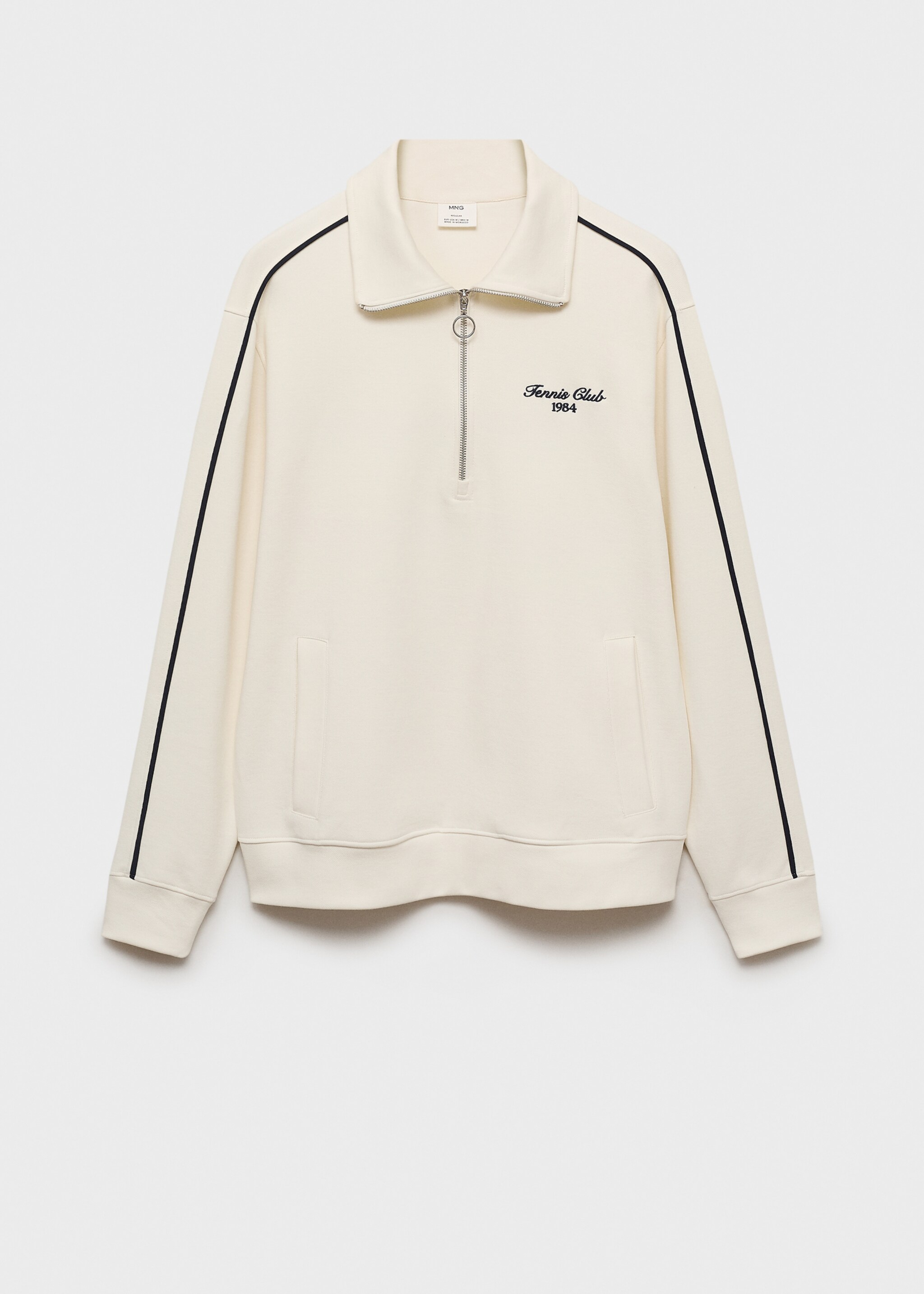 Cotton sweatshirt with funnel neck and zip - Article without model