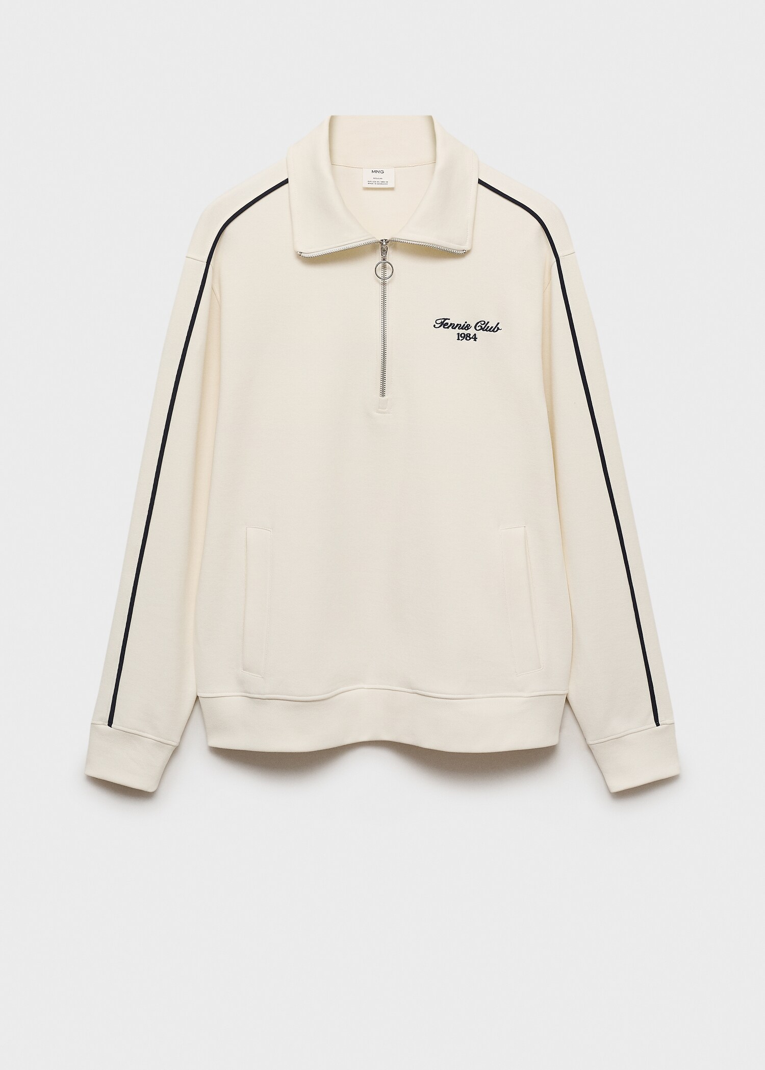 Cotton sweatshirt with funnel neck and zip - Article without model