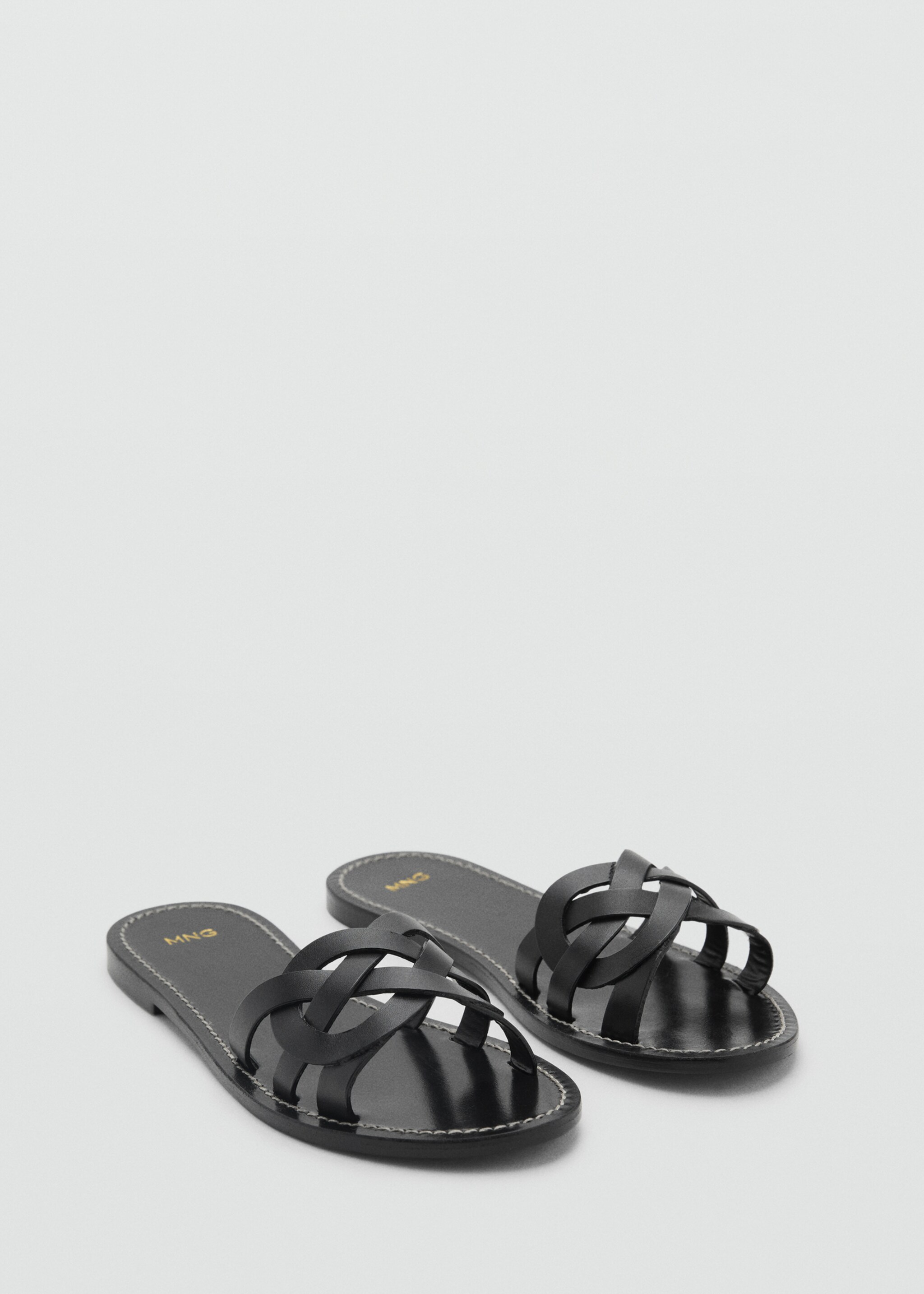 Leather sandals with intertwined strap - Medium plane