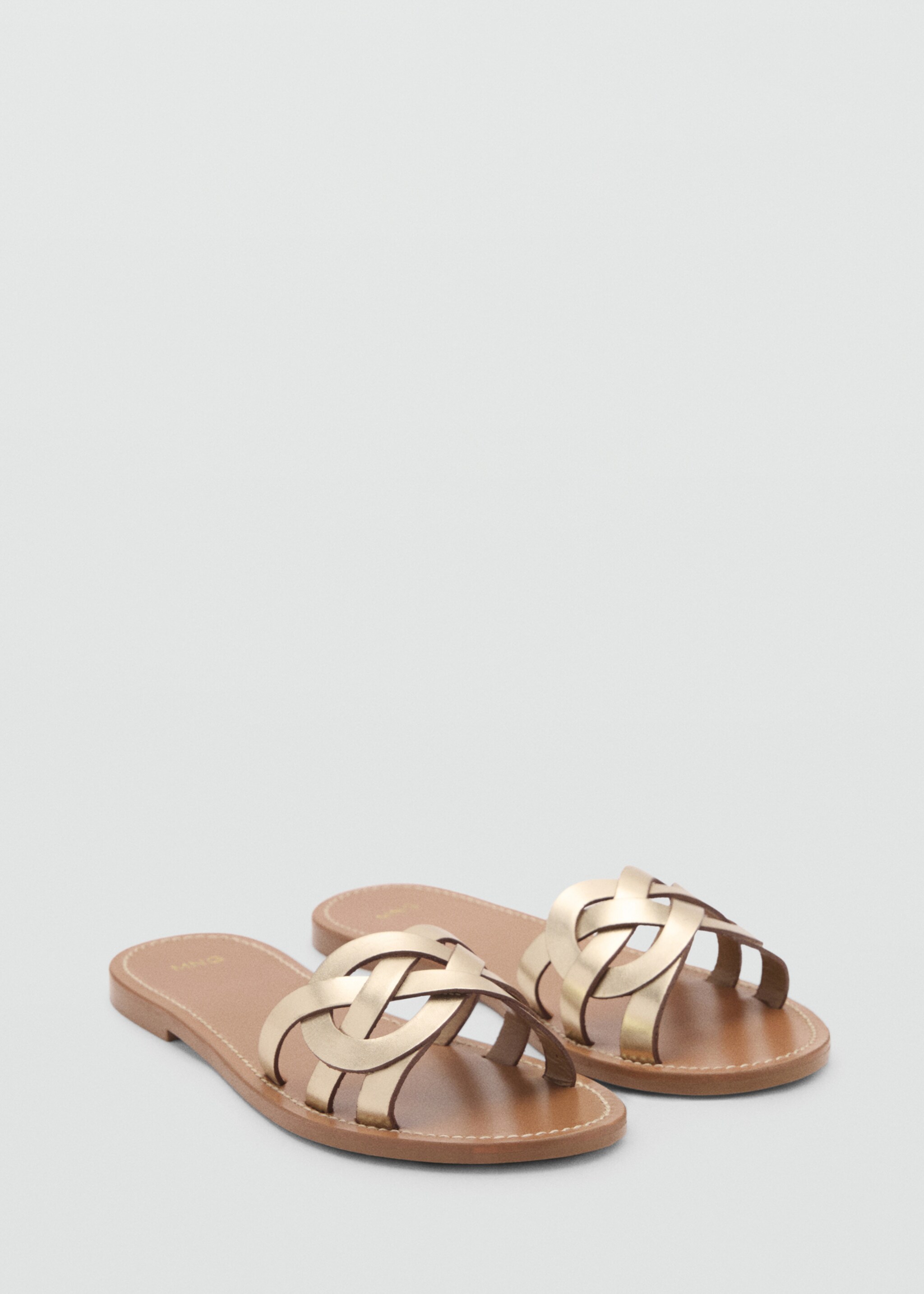 Leather sandals with intertwined strap - Medium plane