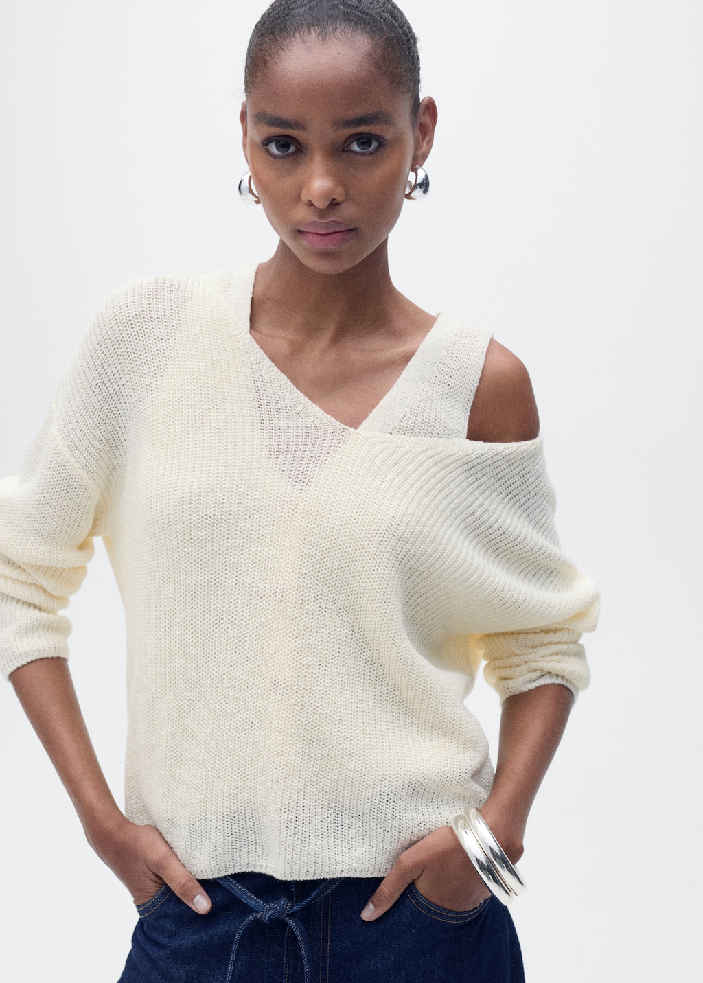 V-neck knit sweater