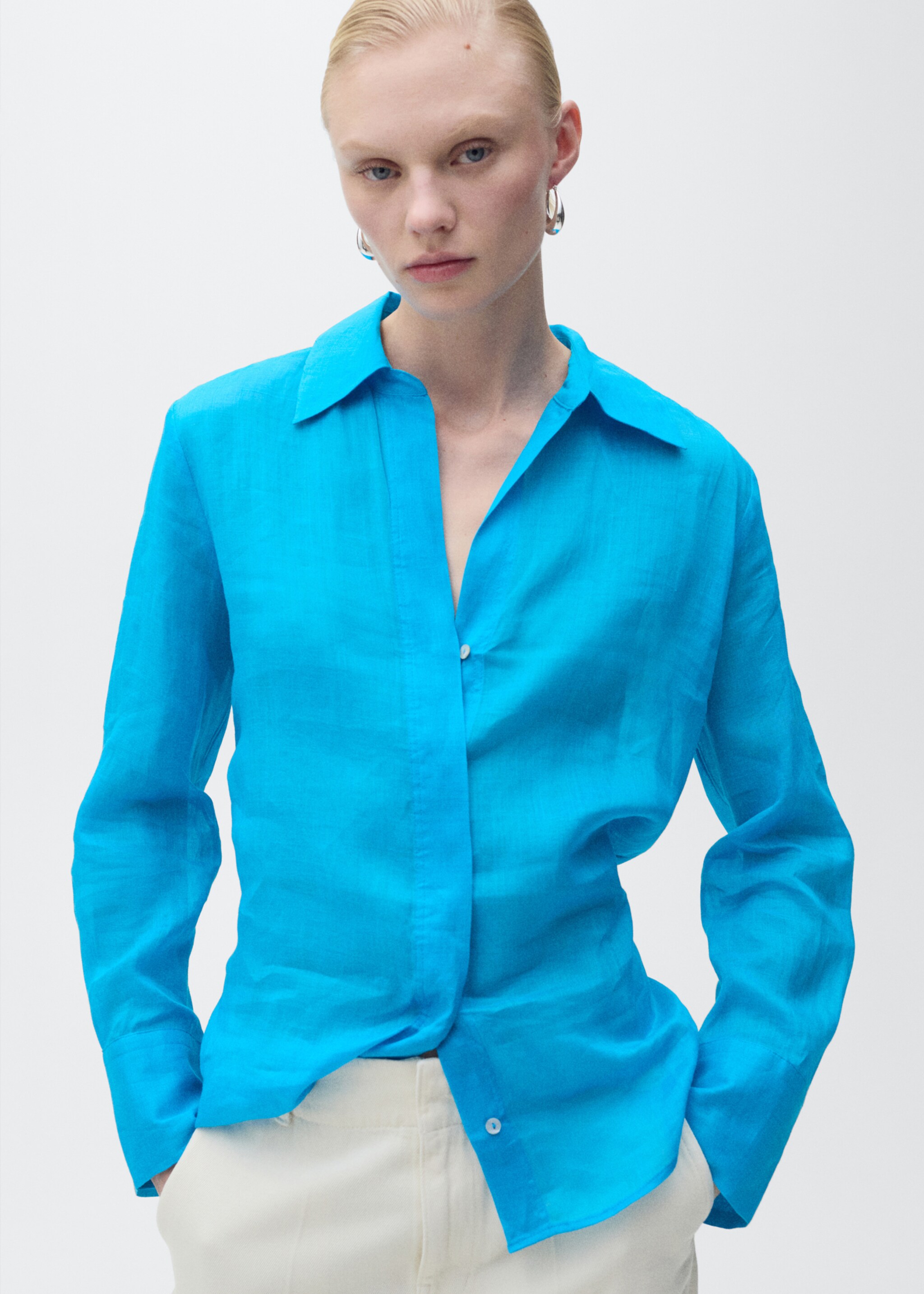 Camisa ramio botones ocultos - Plano medio