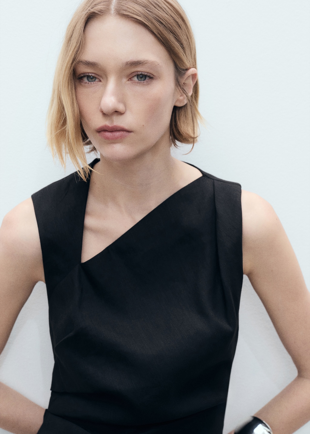 Mango Asymmetrical linen dress
