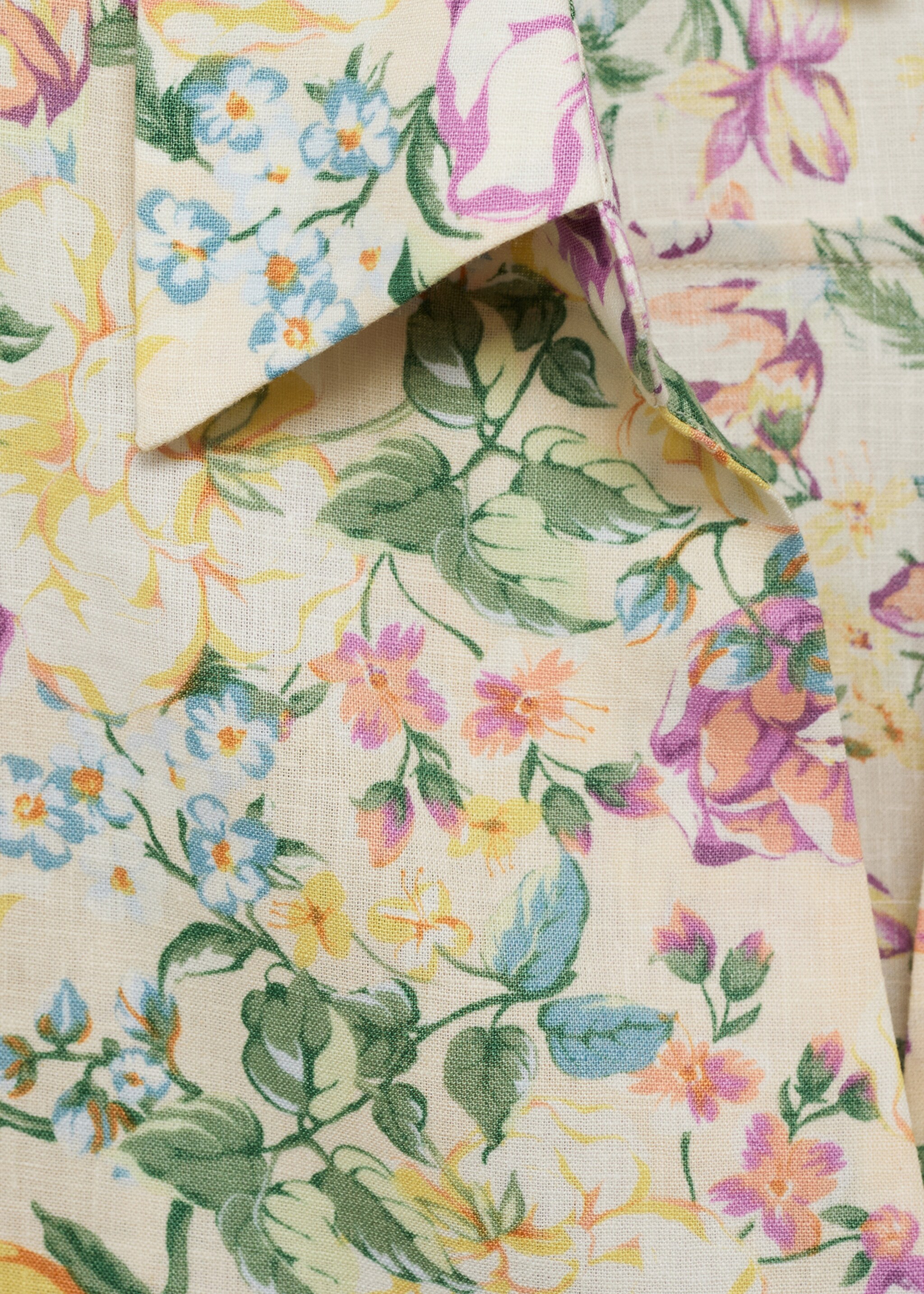 Floral linen shirt with knot detail - Details of the article 8