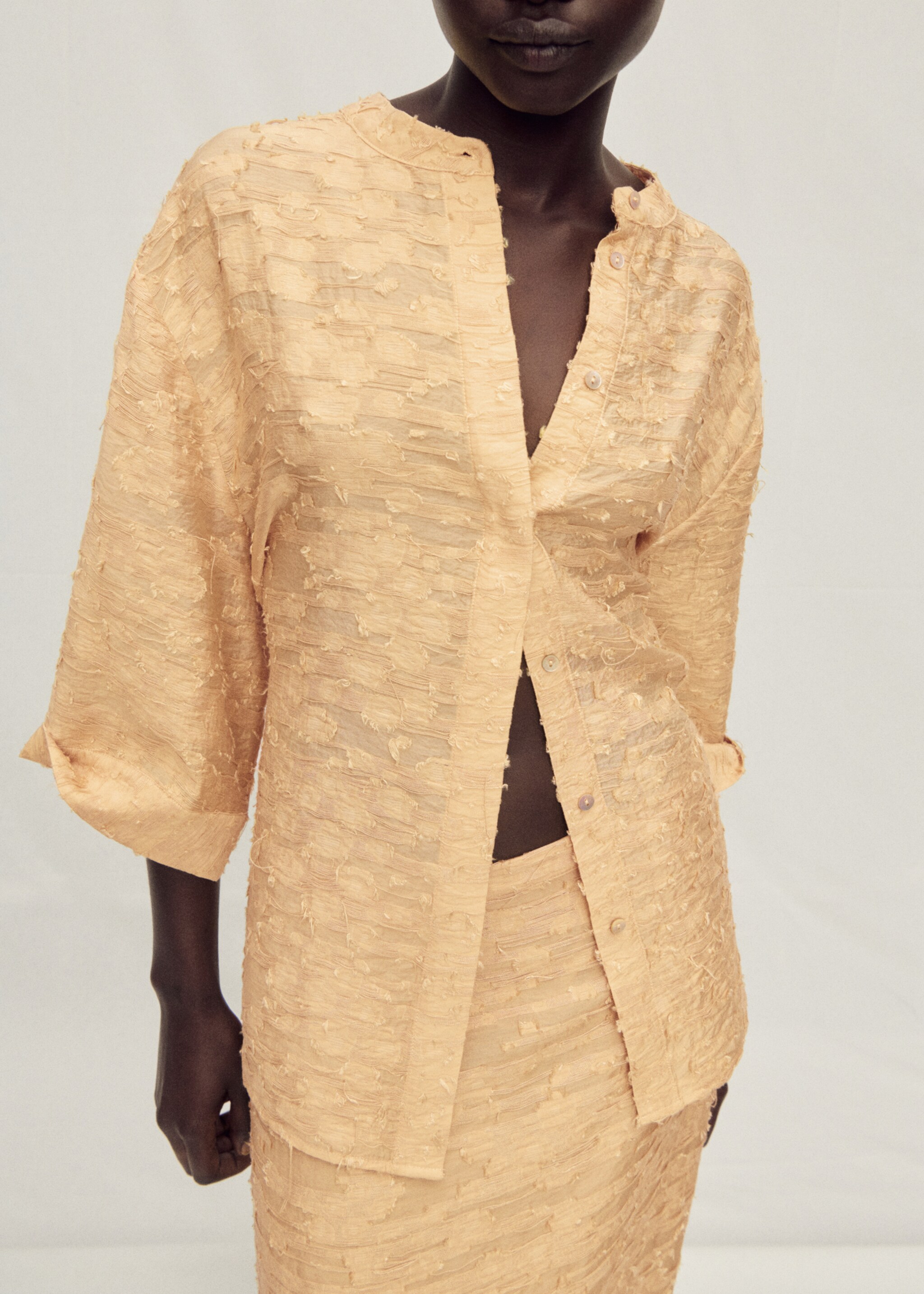 Oversized blouse met textuur - Middenvlak