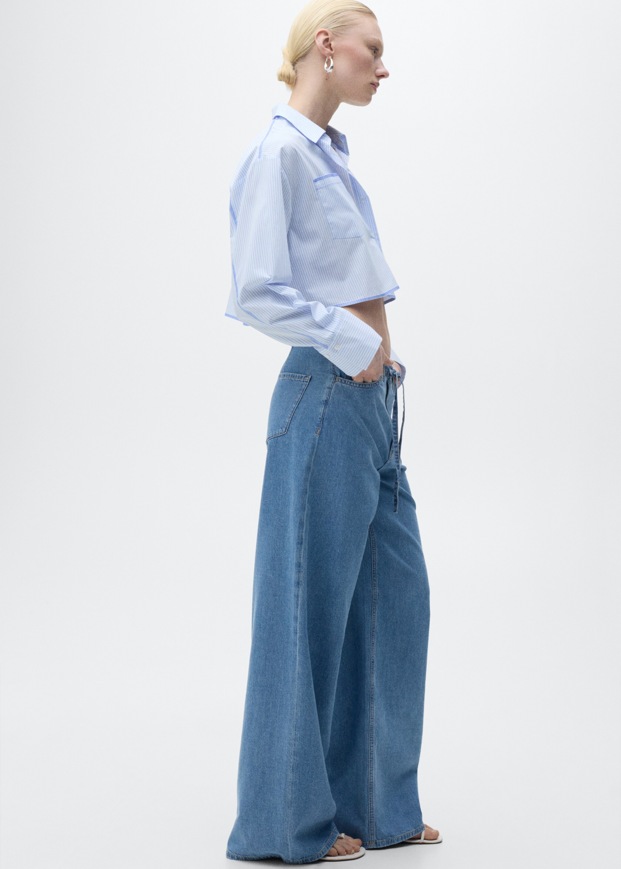 Celana panjang denim wideleg bersabuk - Rincian barang 2