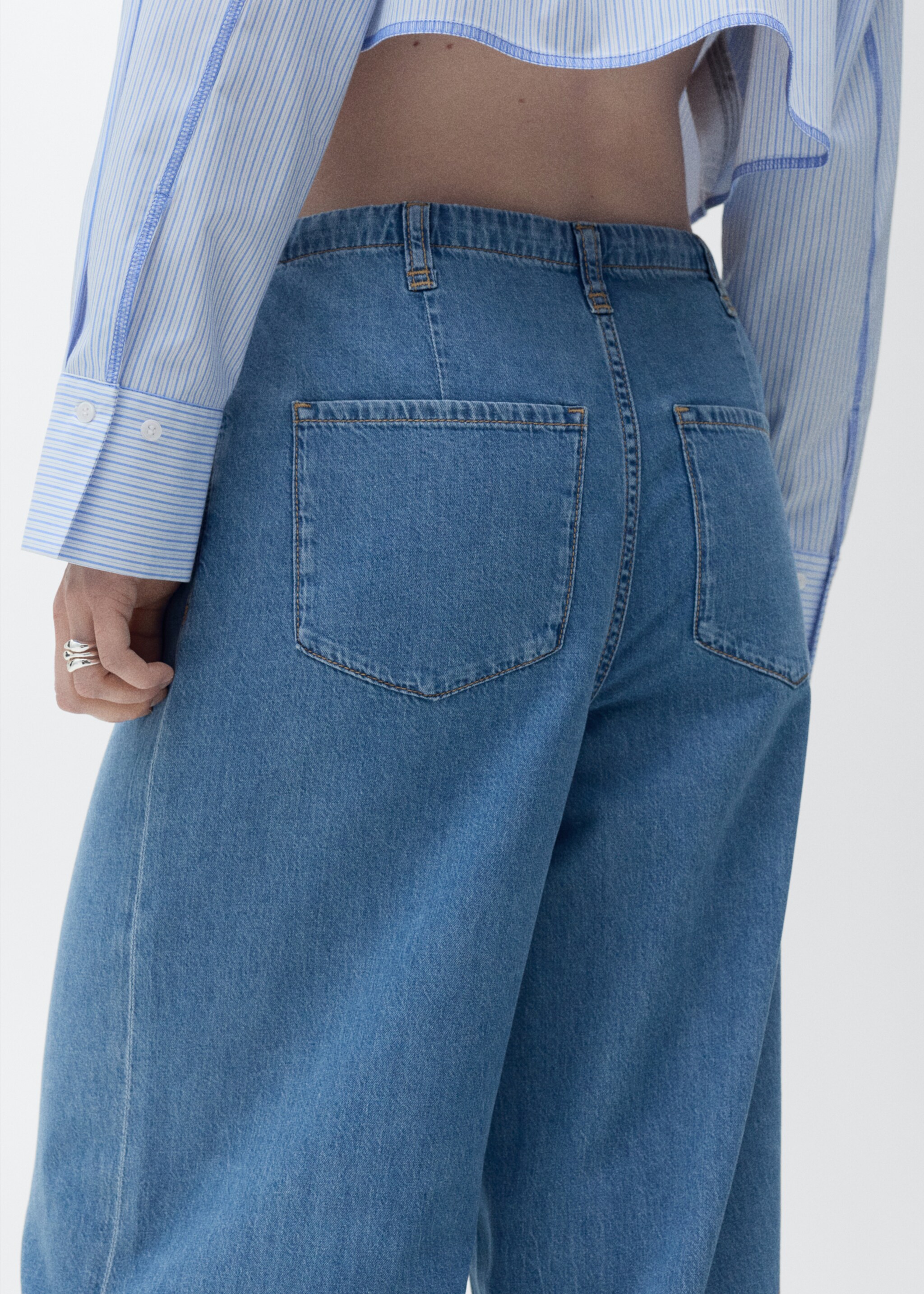Celana panjang denim wideleg bersabuk - Rincian barang 6