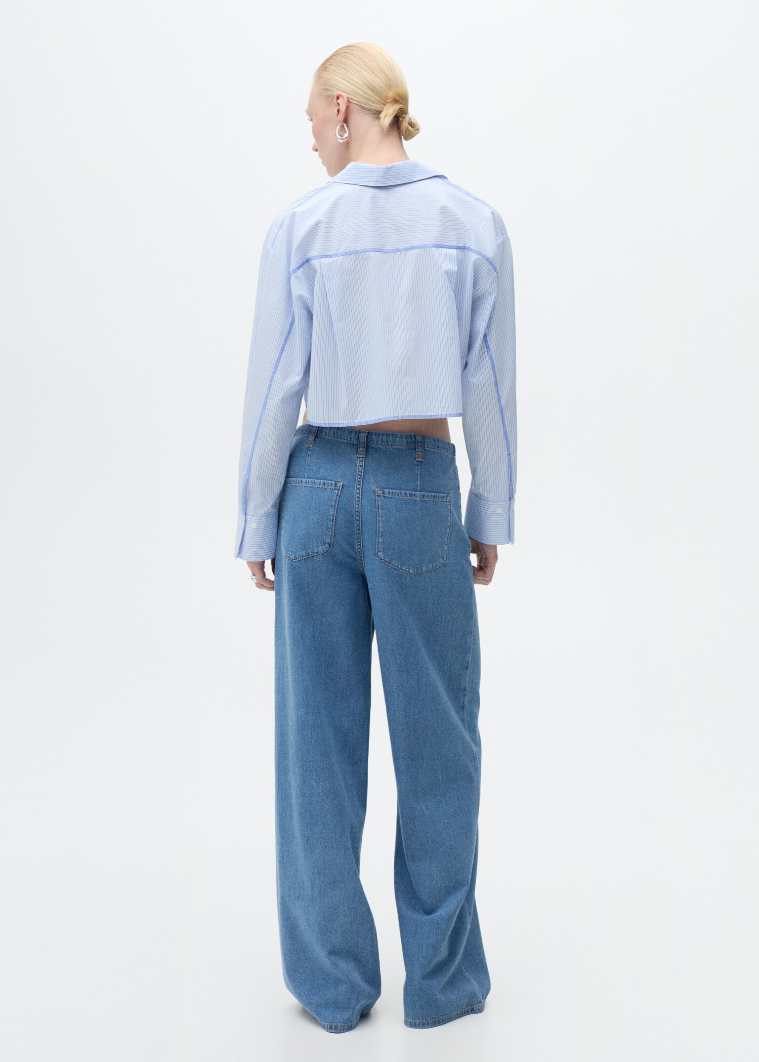 Pantalón denim wideleg cinturón - Reverso del artículo