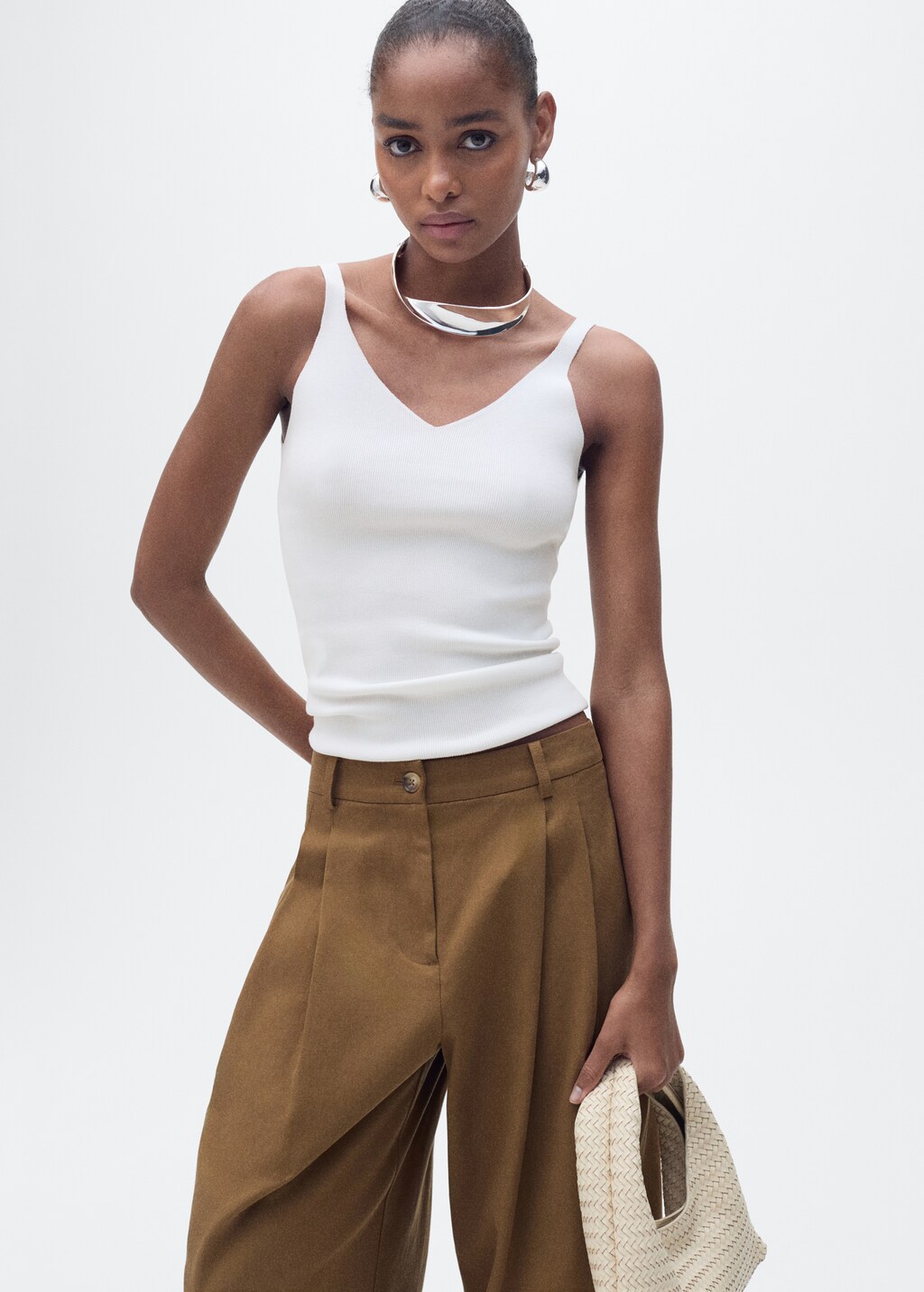 V-neck knit top