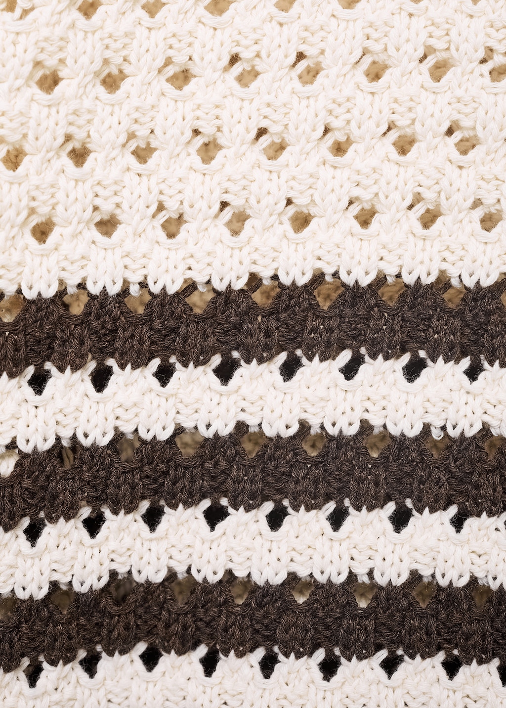 Striped knitted cardigan with lace pattern