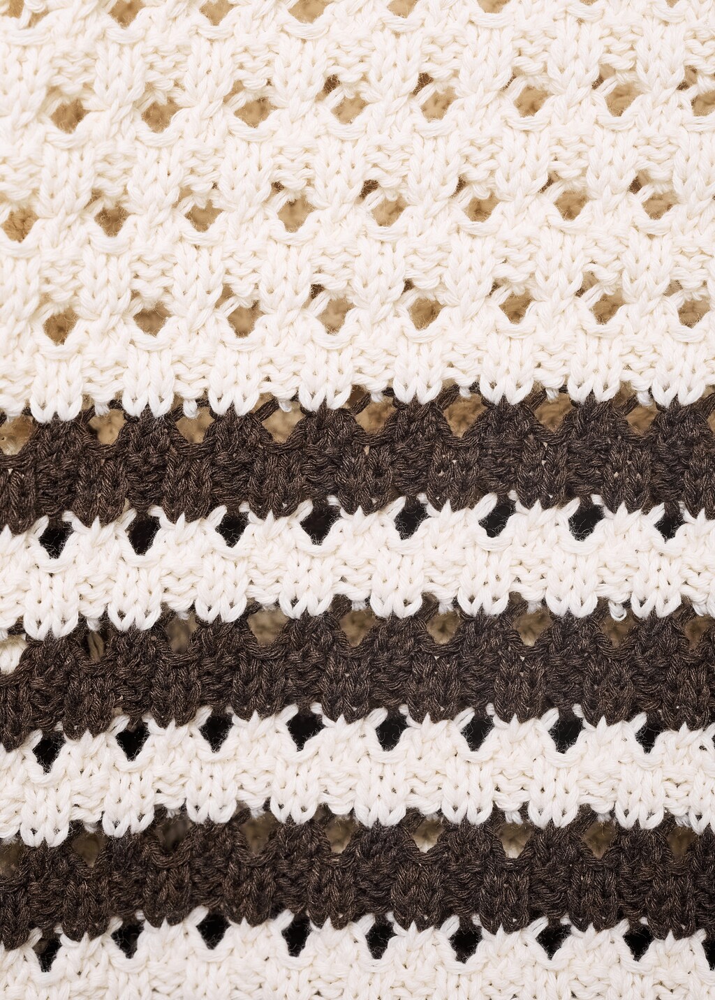 Striped knitted cardigan with lace pattern