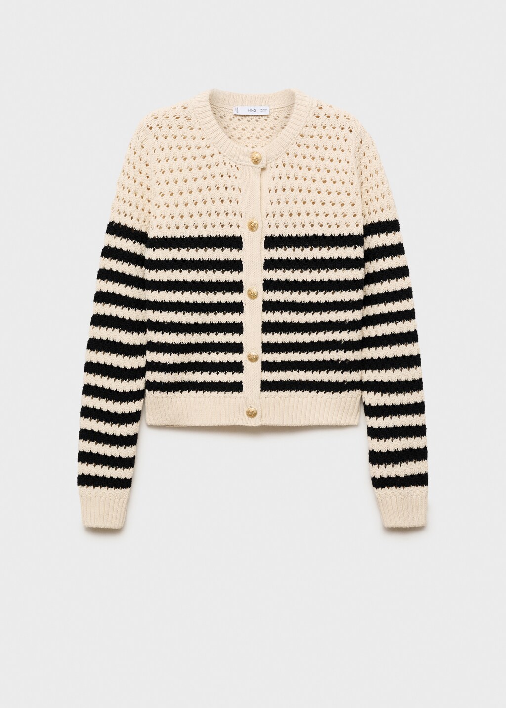 Striped openwork knitted cardigan - Women | MANGO USA
