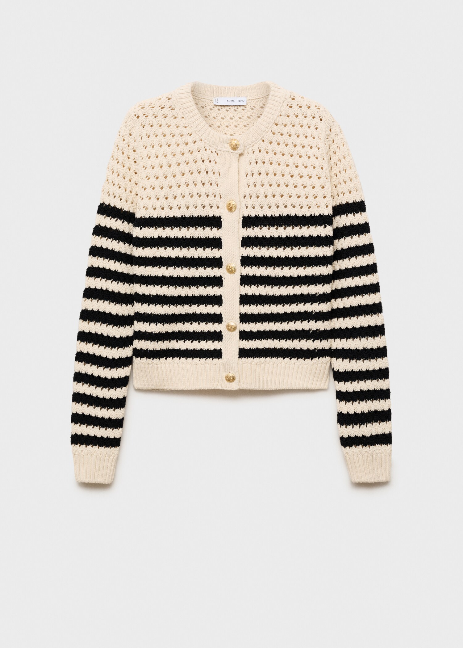 Gestreifter Cardigan mit Lochmuster - Artikel ohne Model