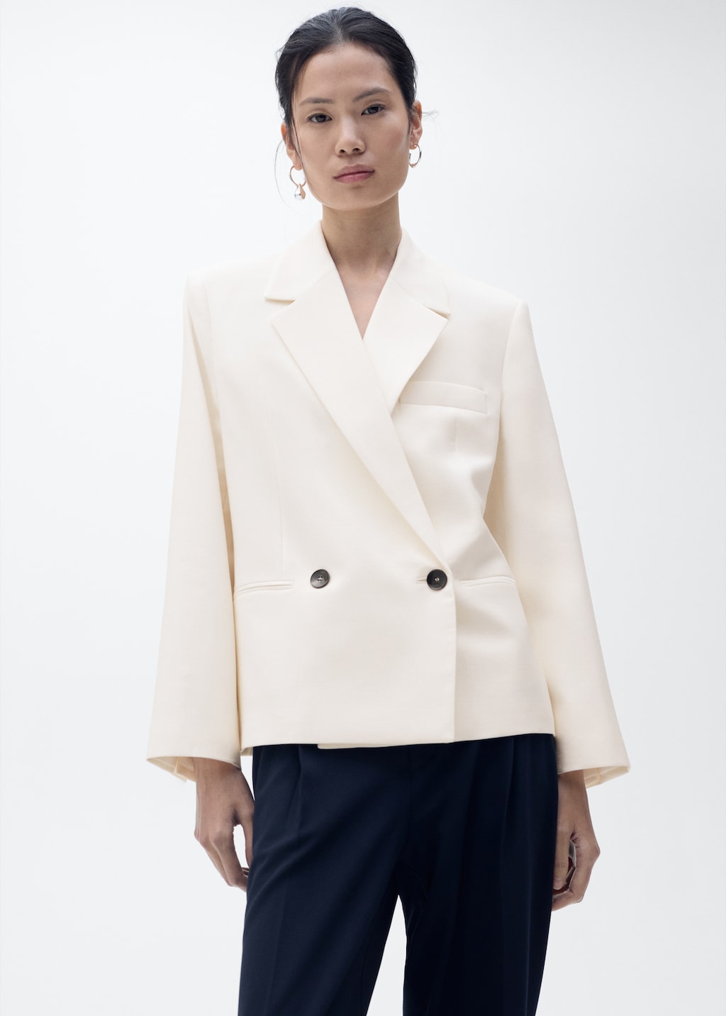 Mango Contrasting double-breasted blazer