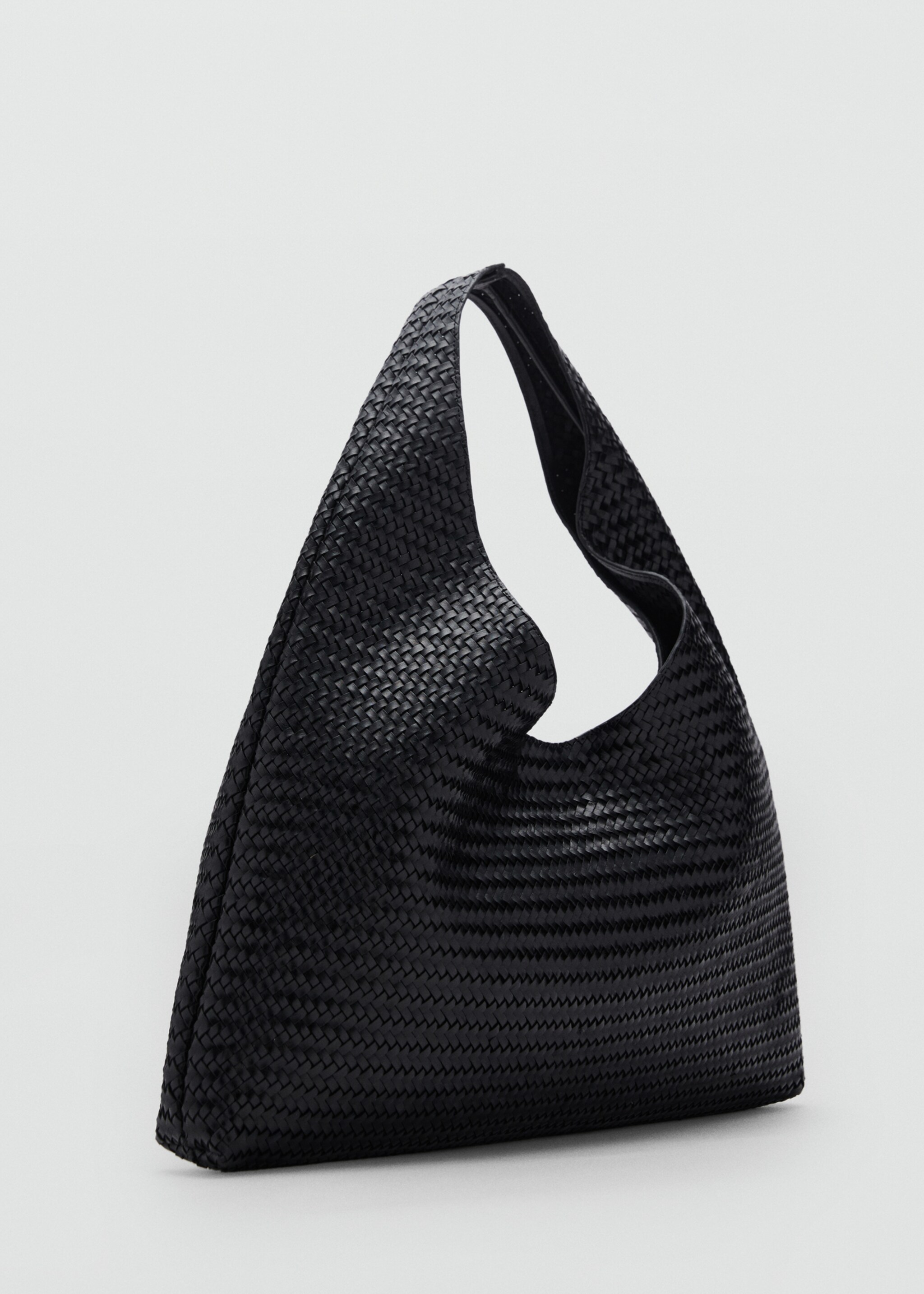 Large braided leather shoulder bag - Medium plane