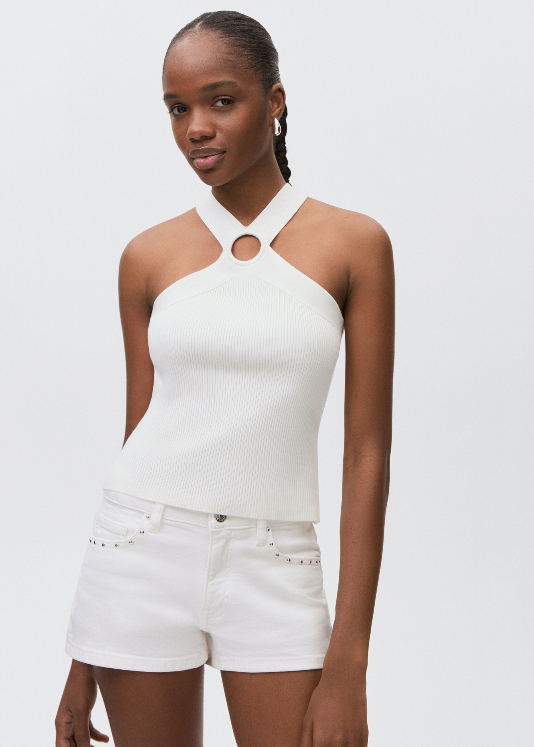 Halter-neck knitted top - Medium plane