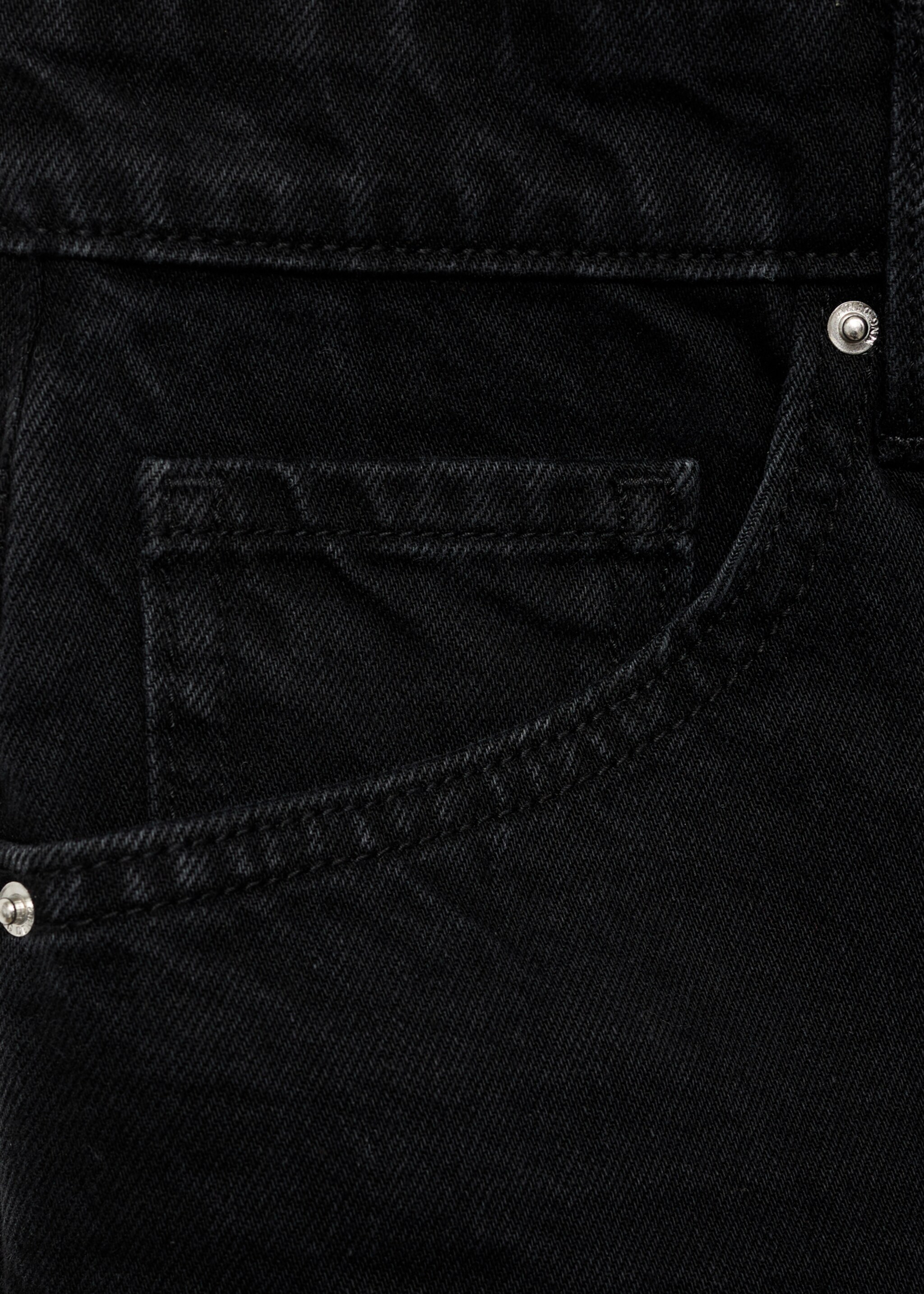 High-waisted straight-fit denim shorts - Details of the article 0, Black denim. Ref: 87037703-00.