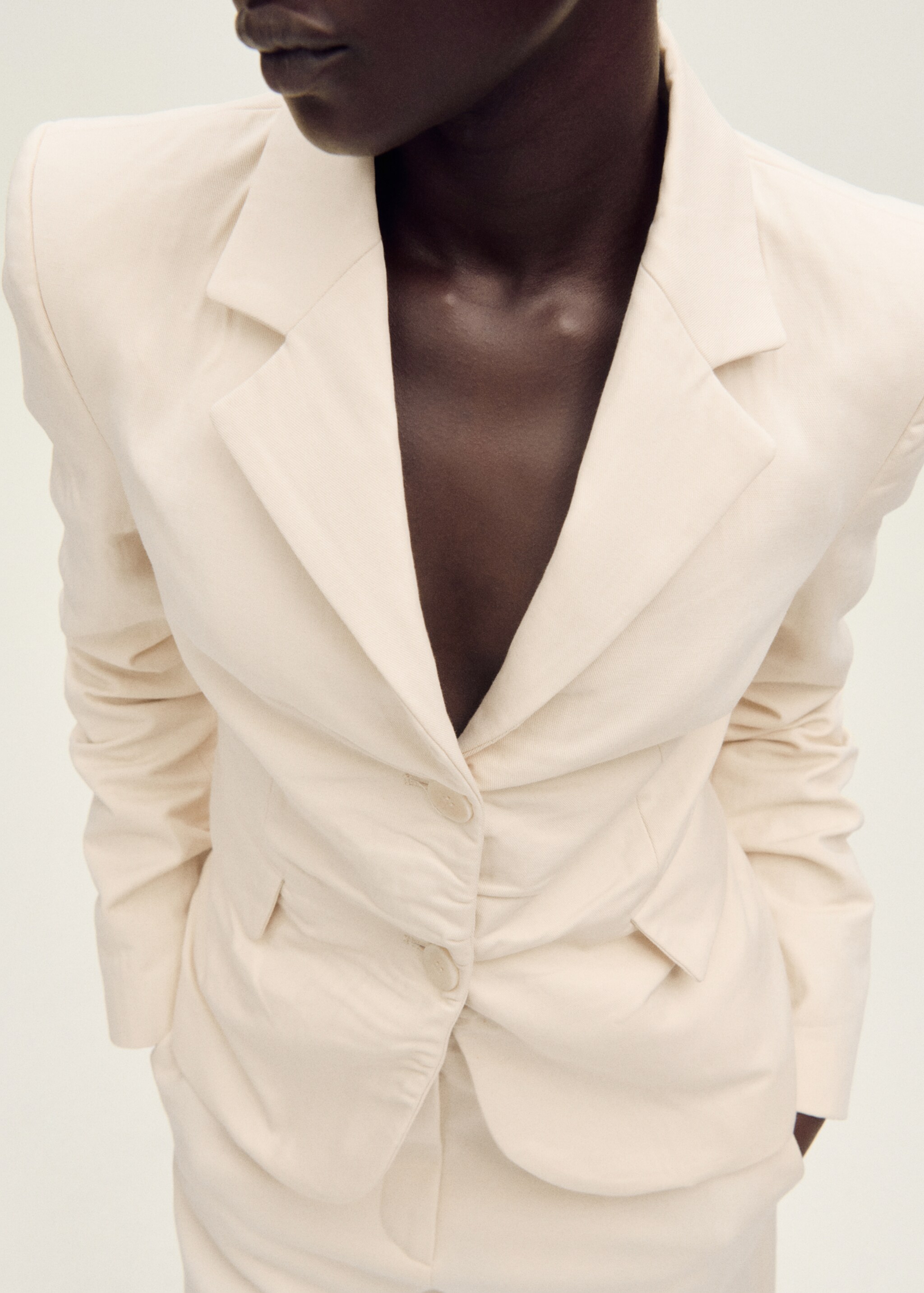 Creased linen-blend suit jacket - Medium plane