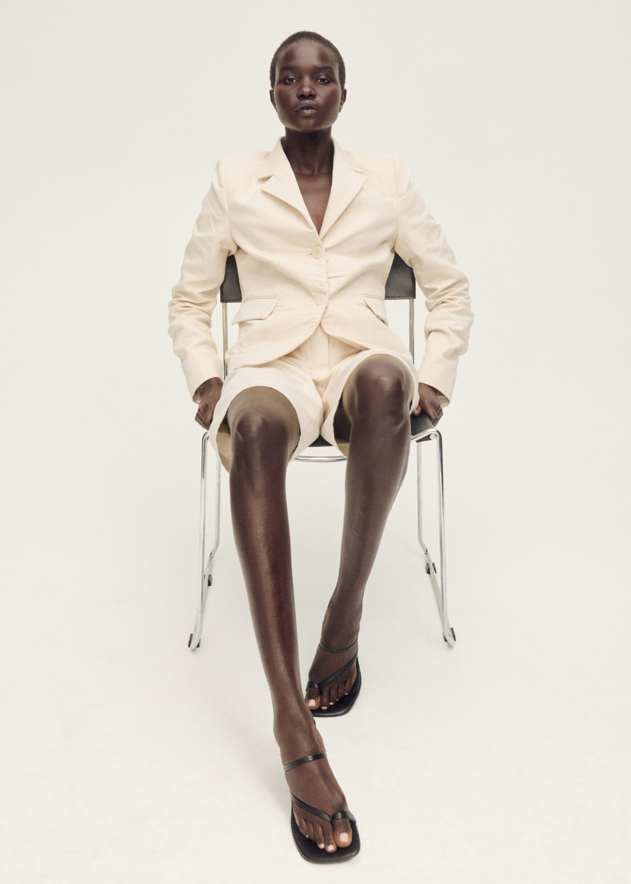 Creased linen-blend suit jacket - Details of the article 2