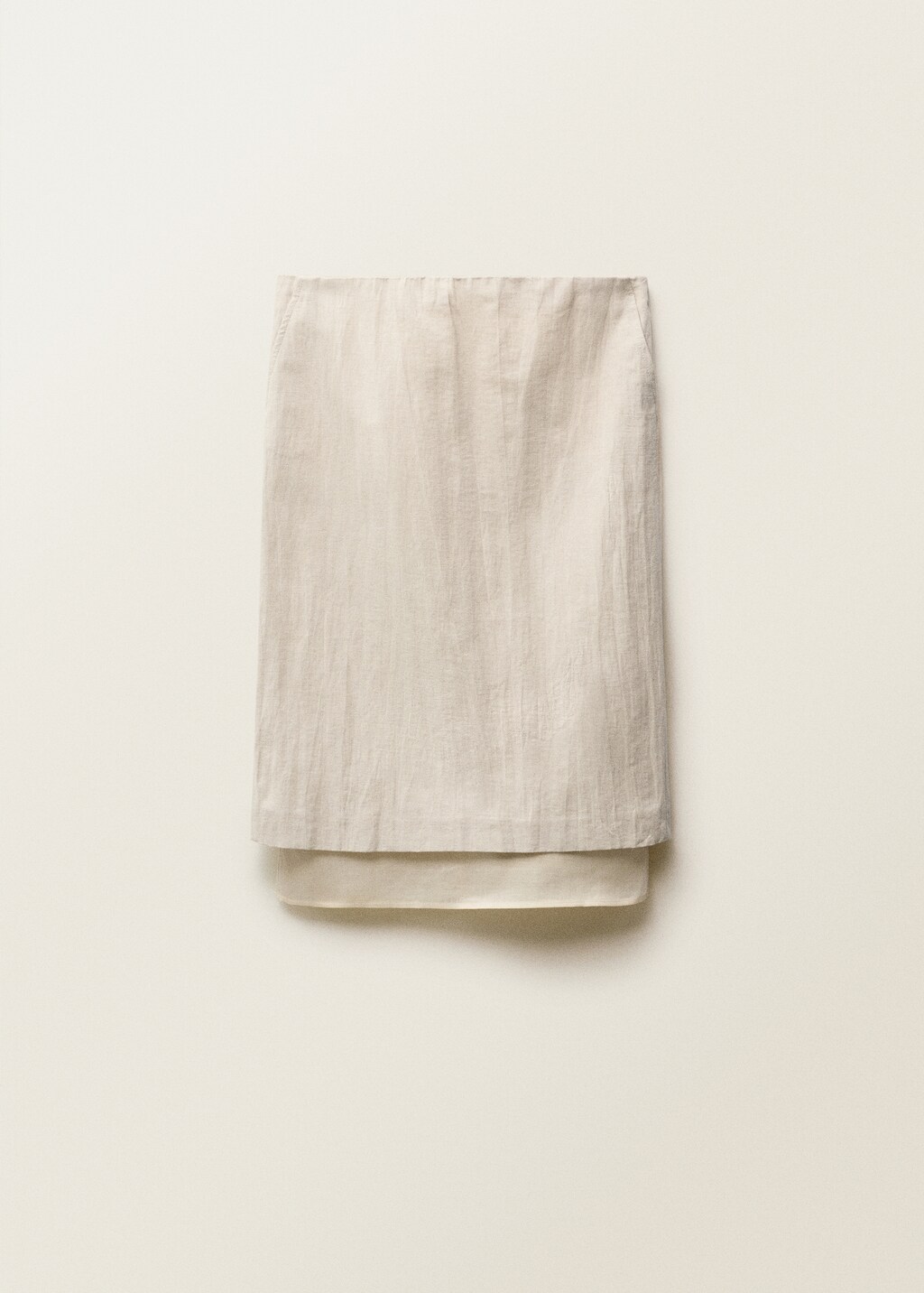 Combined linen-blend midi-skirt - image 4