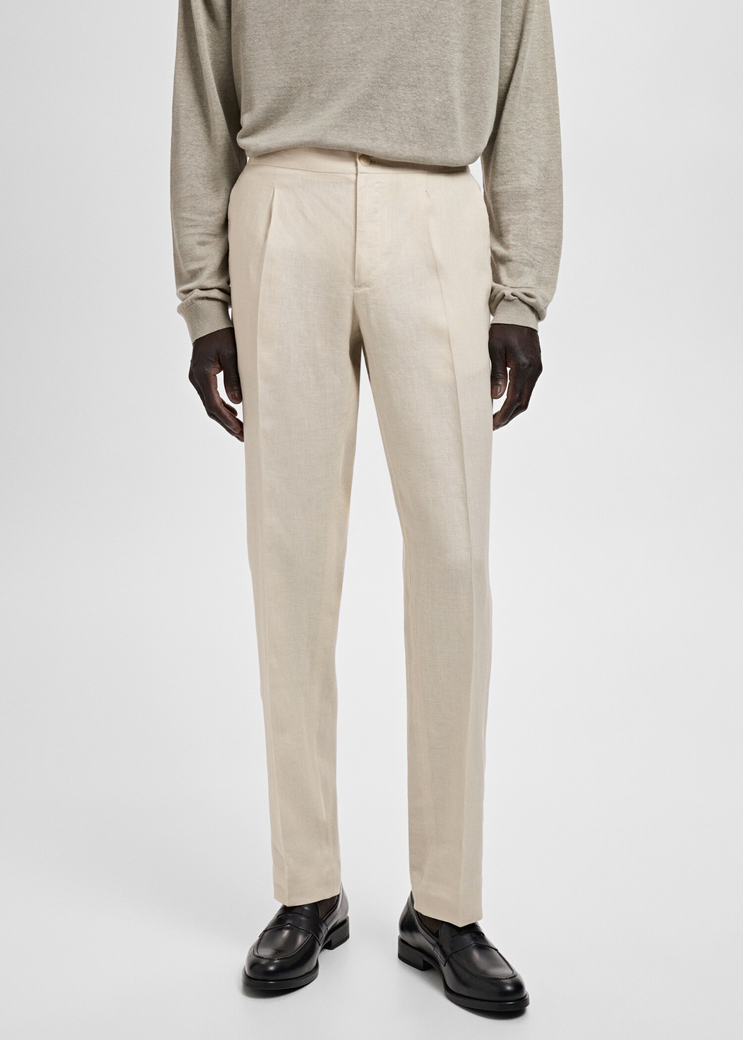 Öltöny nadrág Salerno 100% len slim fit - Felezősík