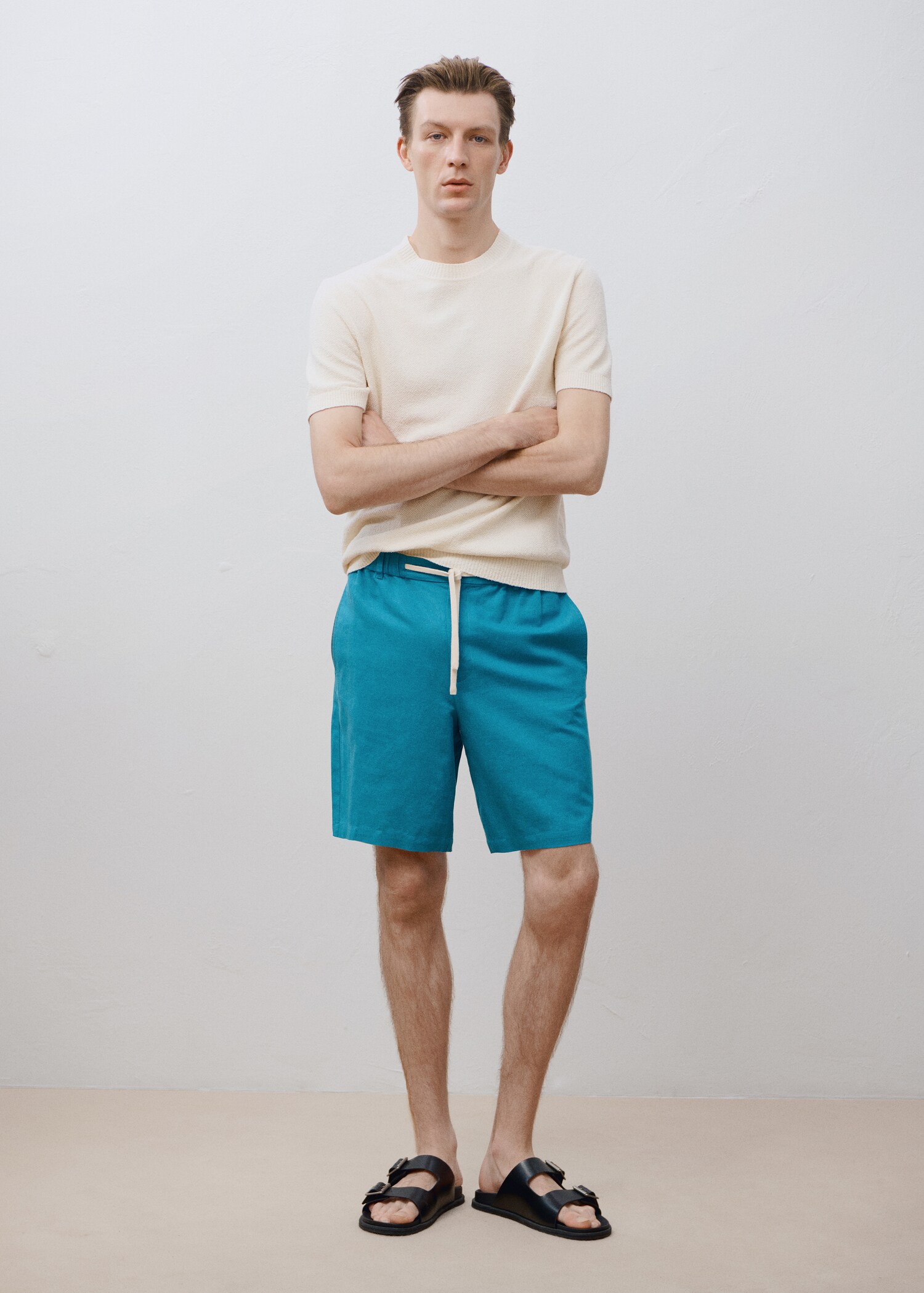 Linen-blend bermuda shorts with drawstring - Details of the article 5
