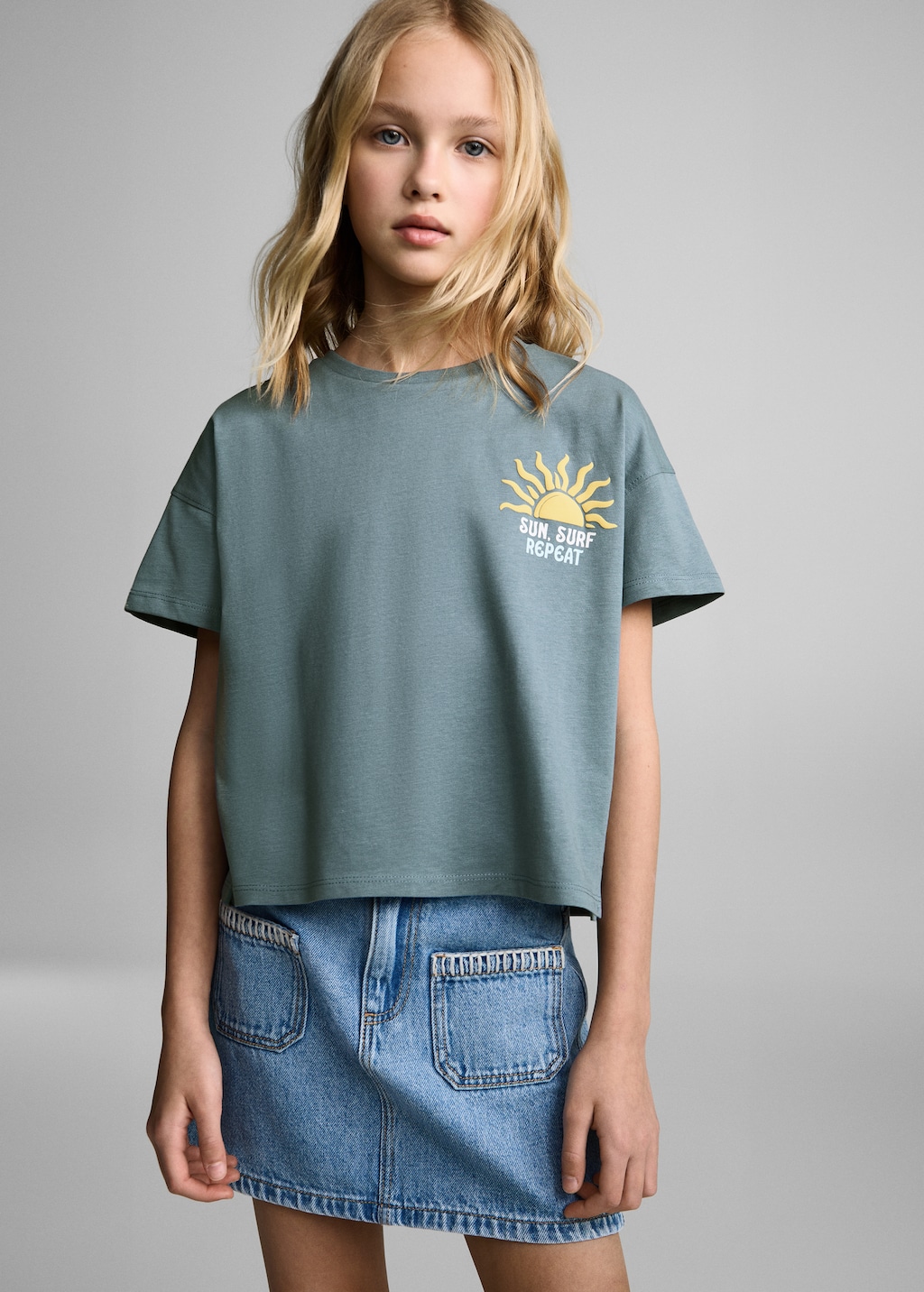 Embossed printed t-shirt - Kids | MANGO USA Embossed printed t-shirt - Kids | MANGO USA