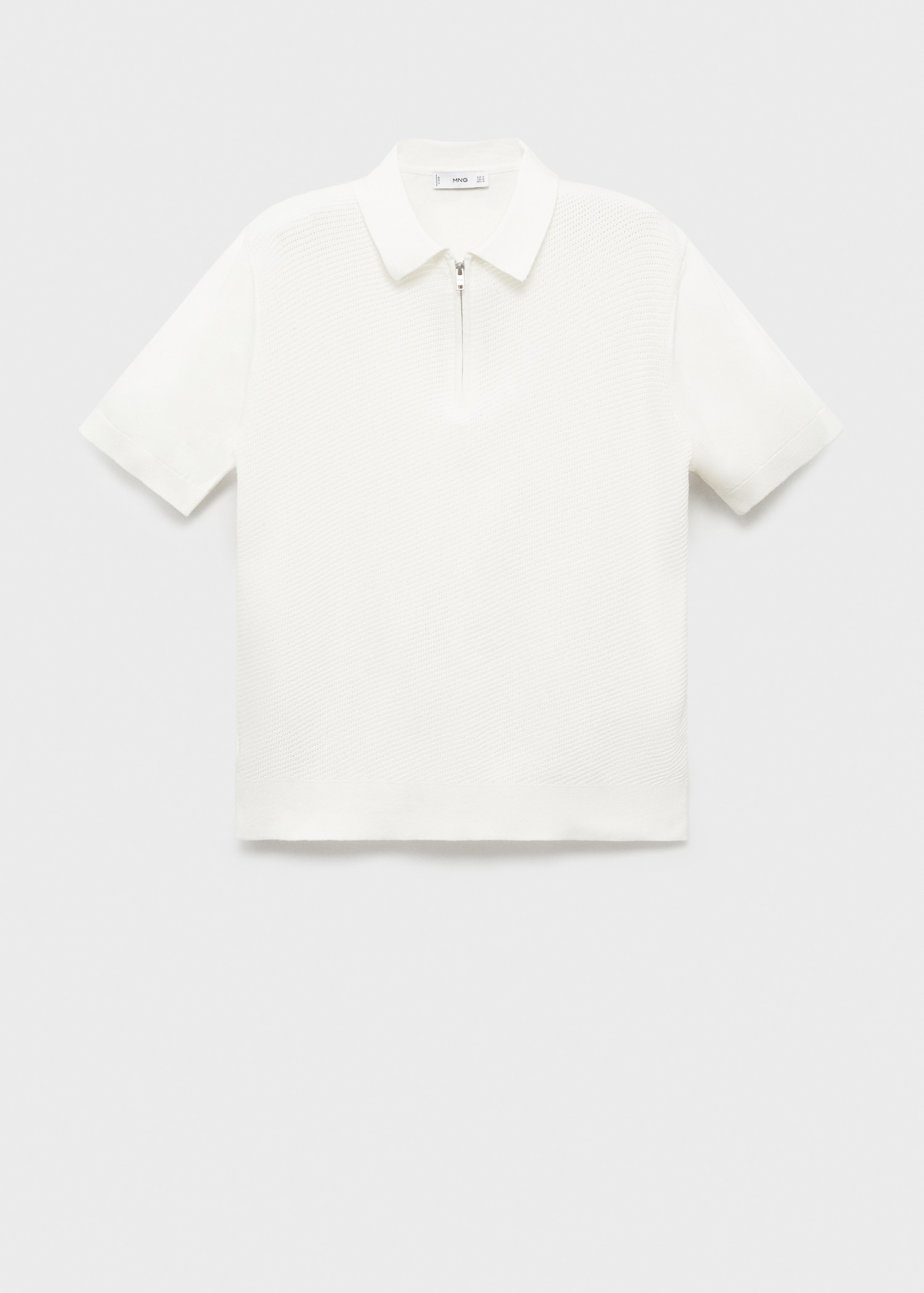 Openwork knitted polo shirt with zipper - Article without model