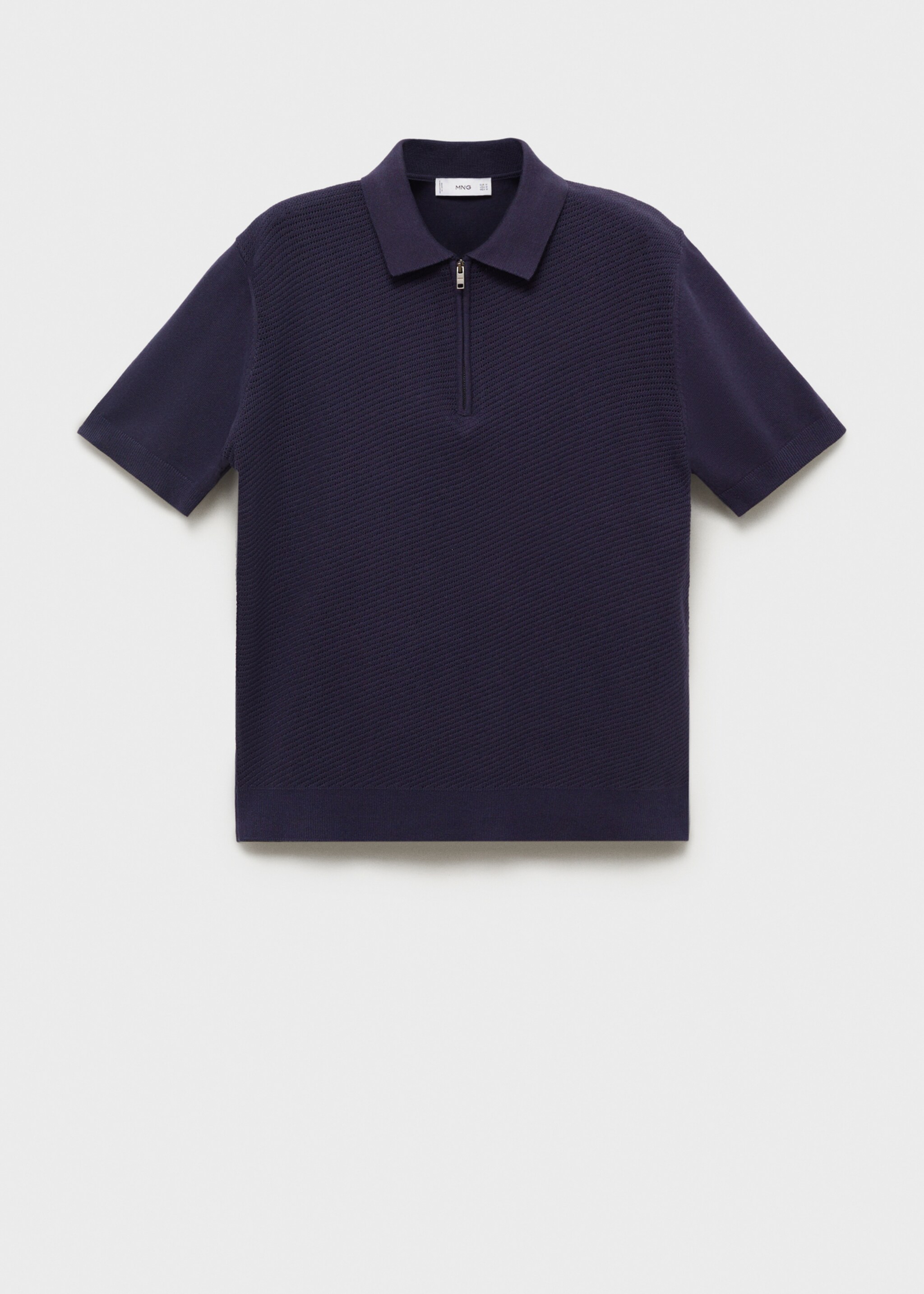 Openwork knitted polo shirt with zip - Article without model