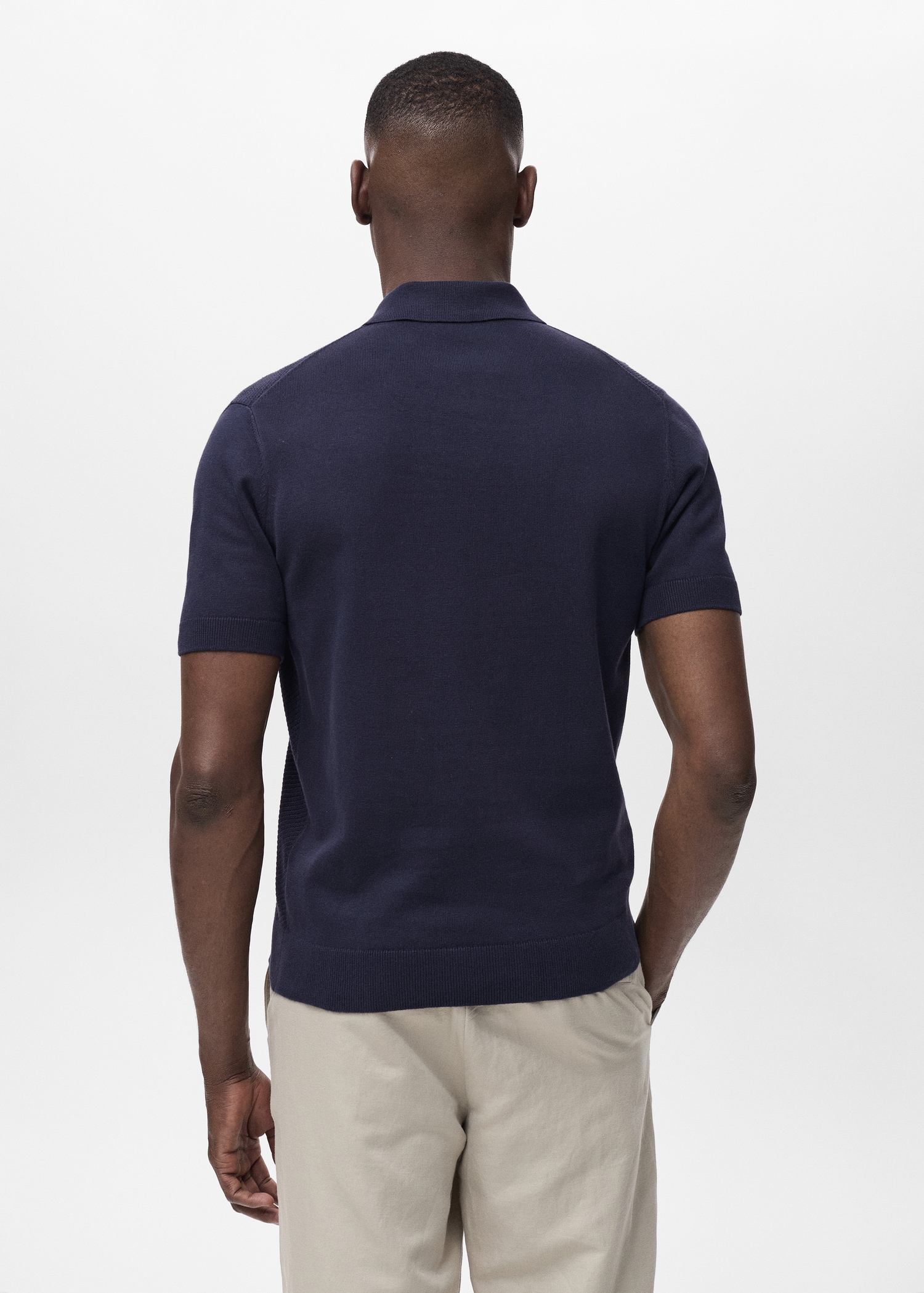 Polo maille ajourée à zip - Verso de l’article