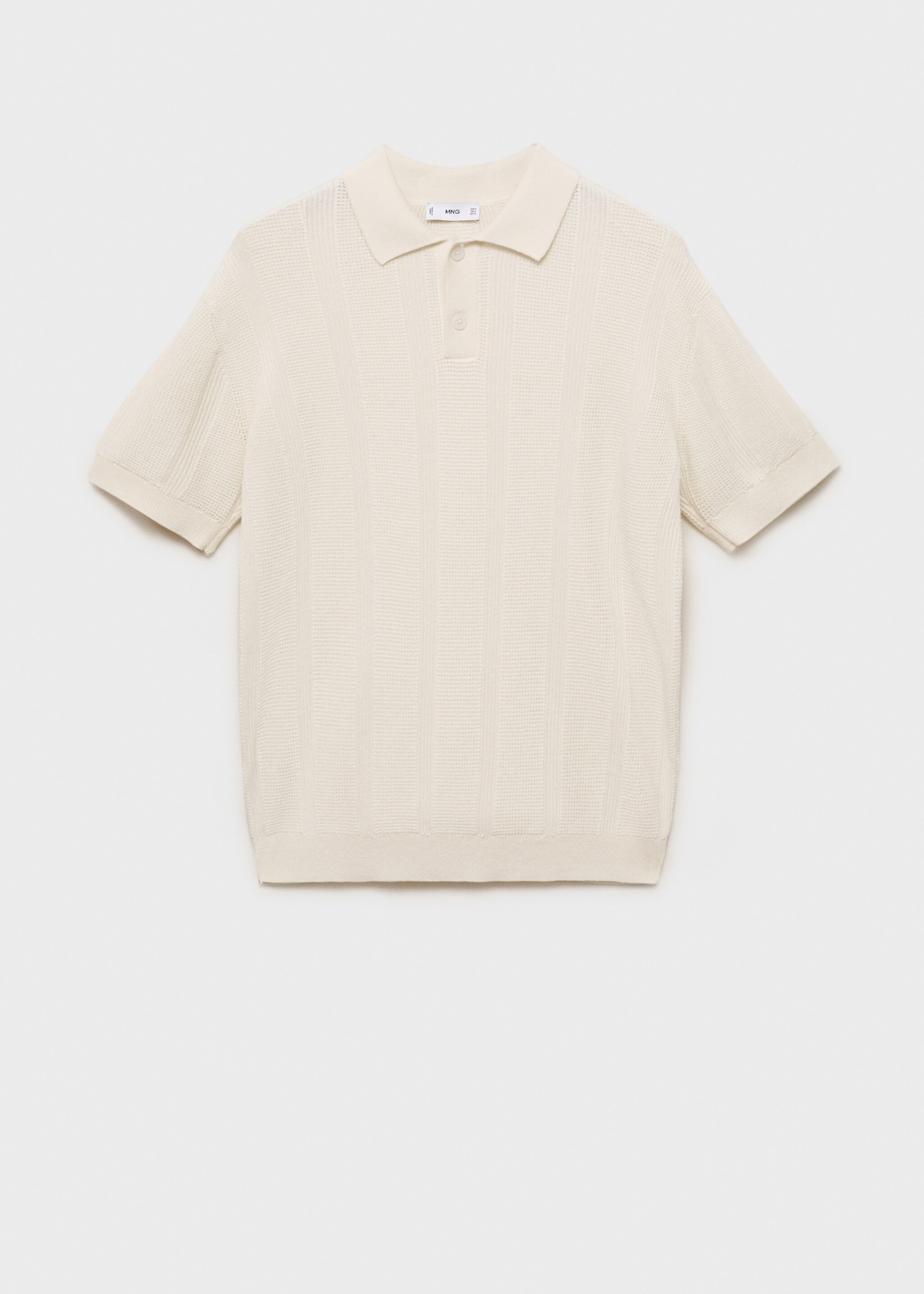 Striped openwork knitted polo shirt - Article without model