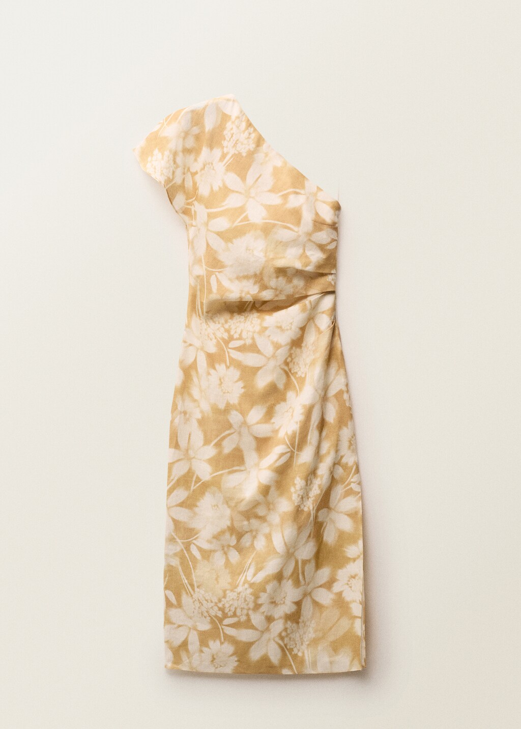 Asymmetrical floral linen dress