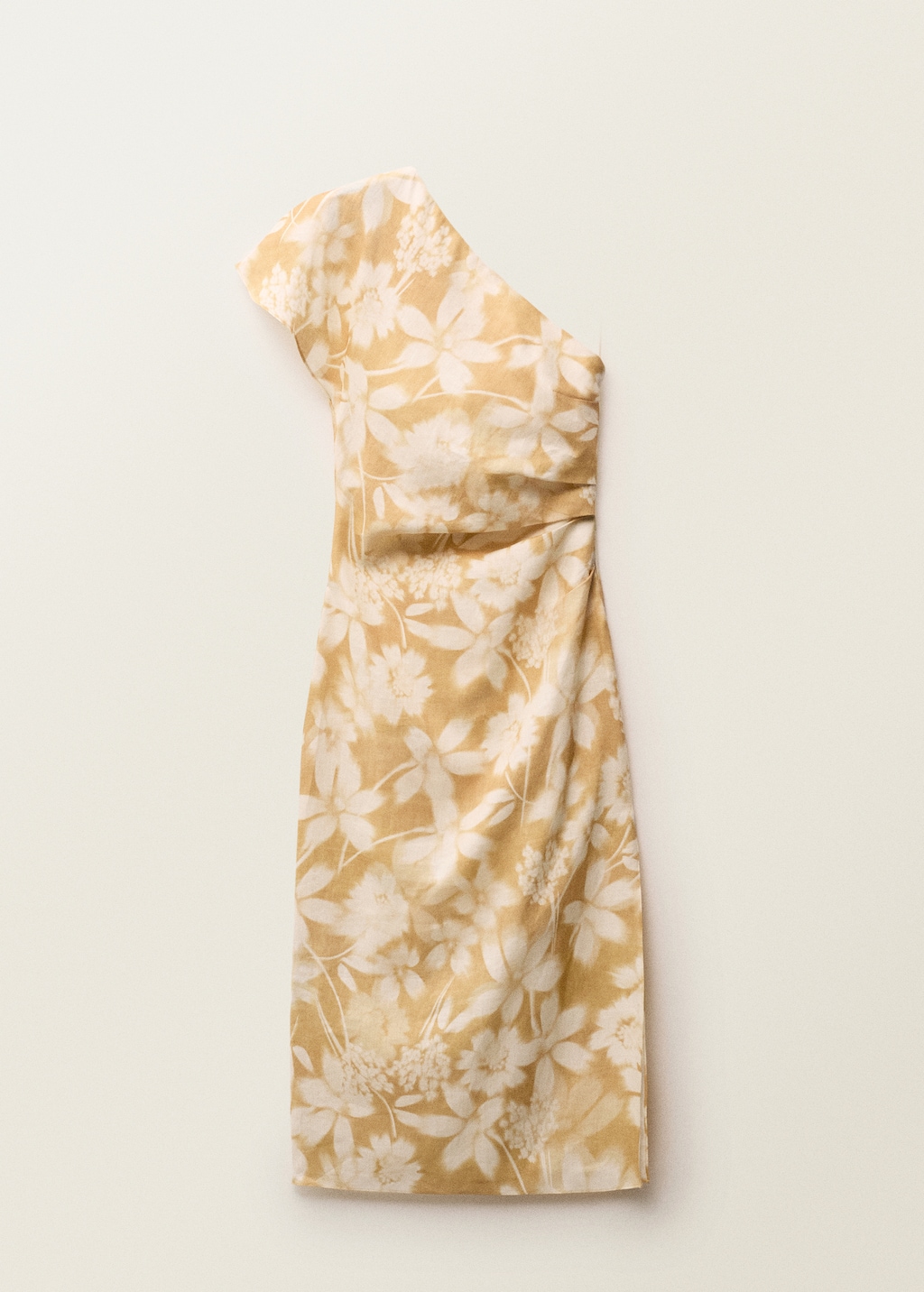 Asymmetrical floral linen dress