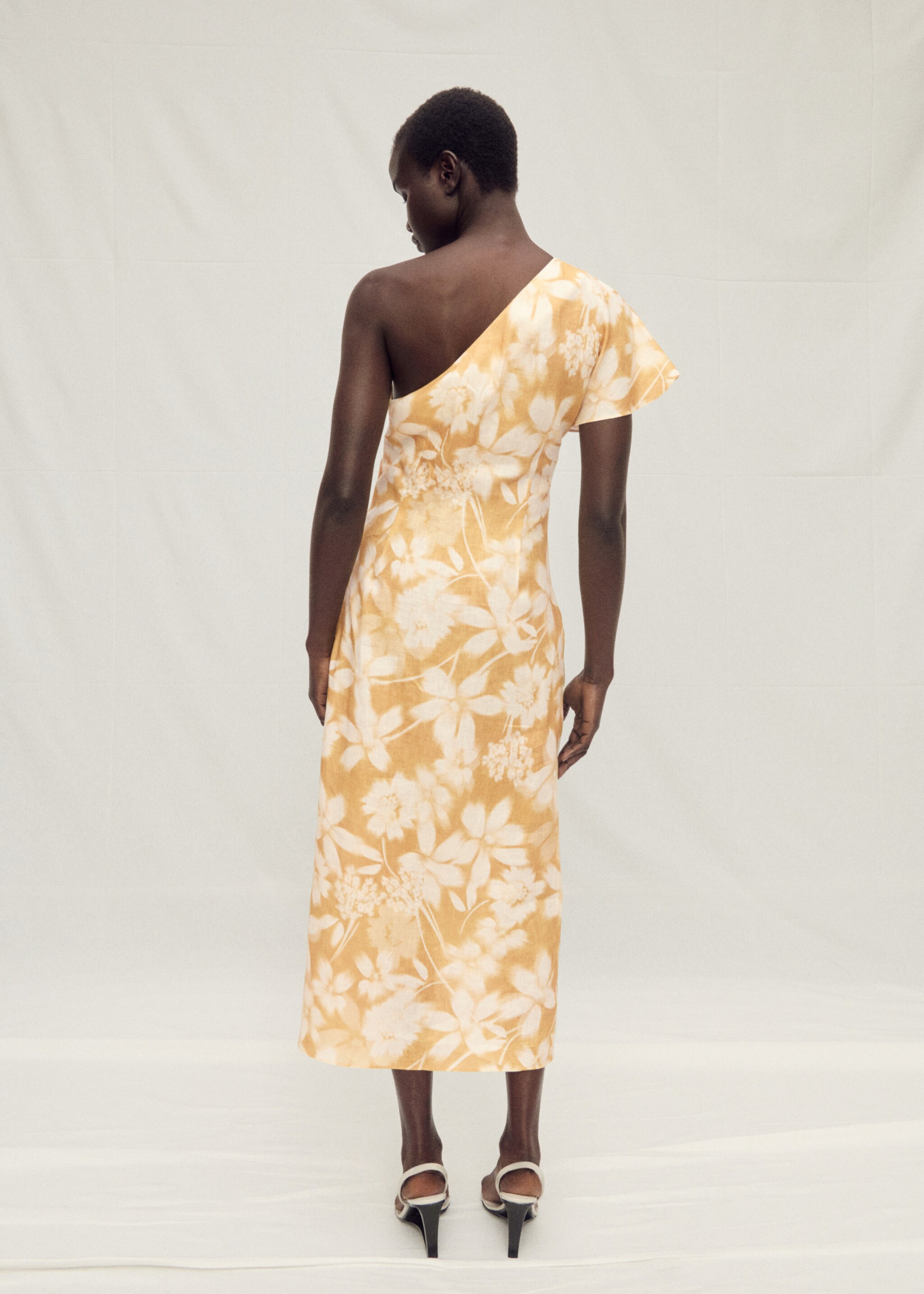 Asymmetrical floral linen dress - Reverse of the article