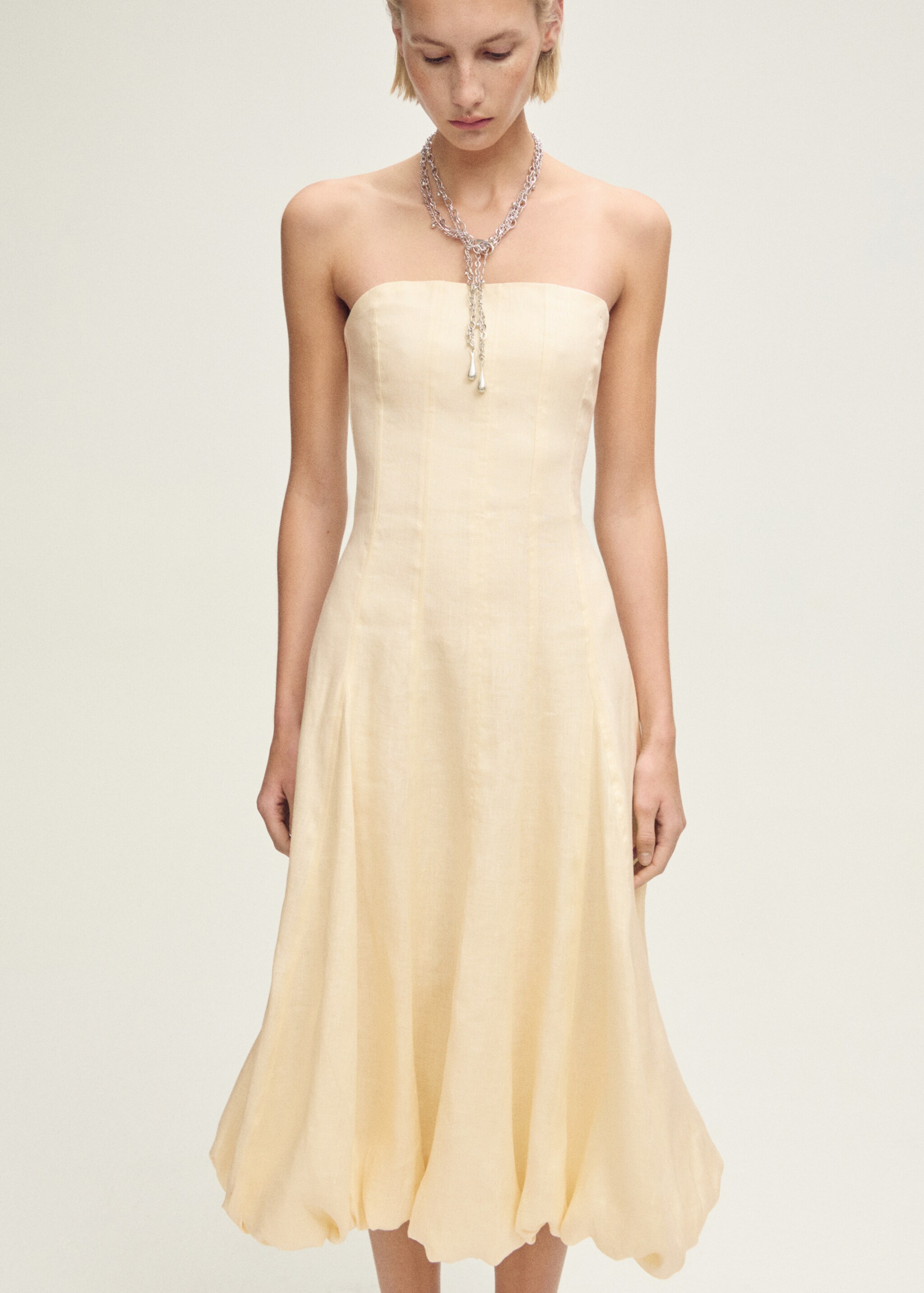 Linen dress with puffed hem - Medium plane