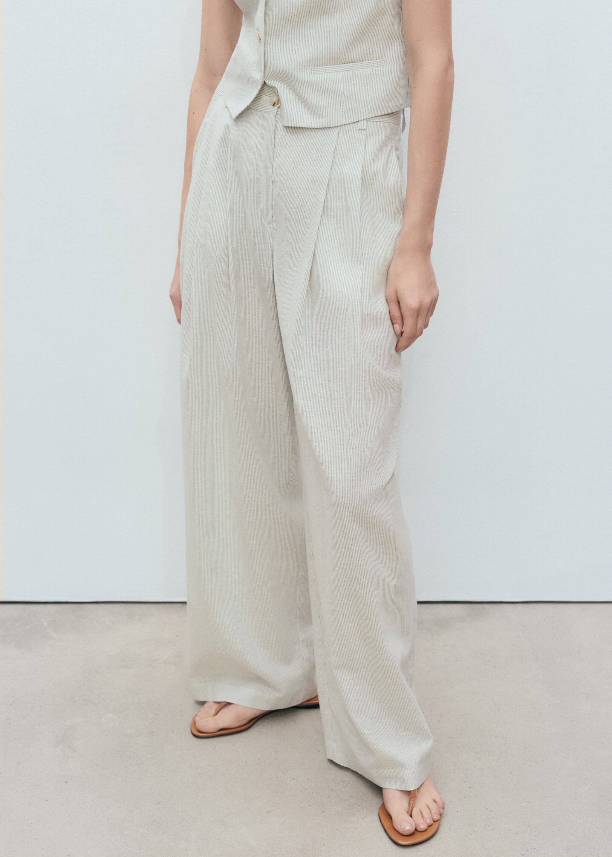 Pantalon de costume droit lin mélangé - Plan moyen