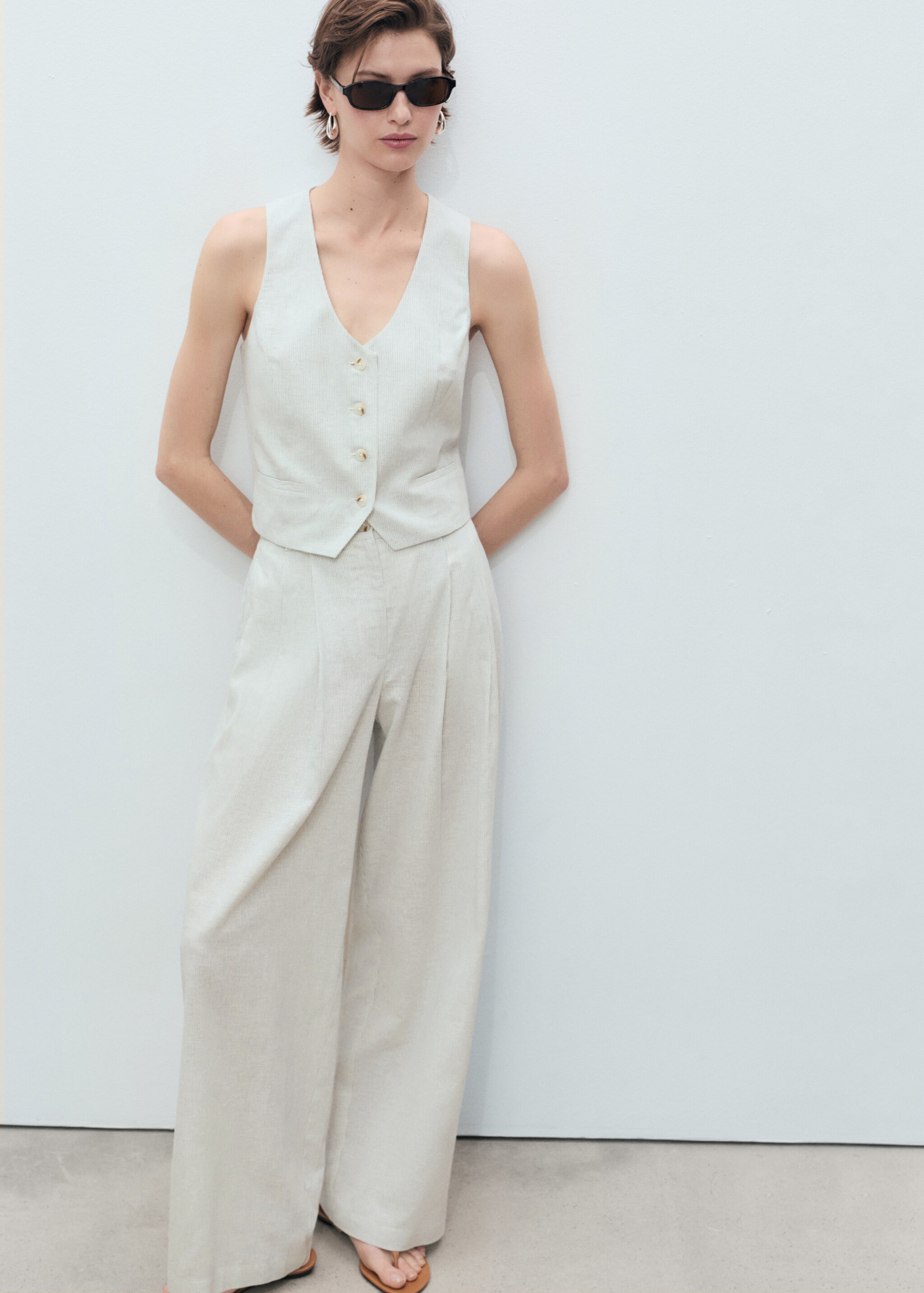 Pantalon de costume droit lin mélangé - Détail de l'article 2