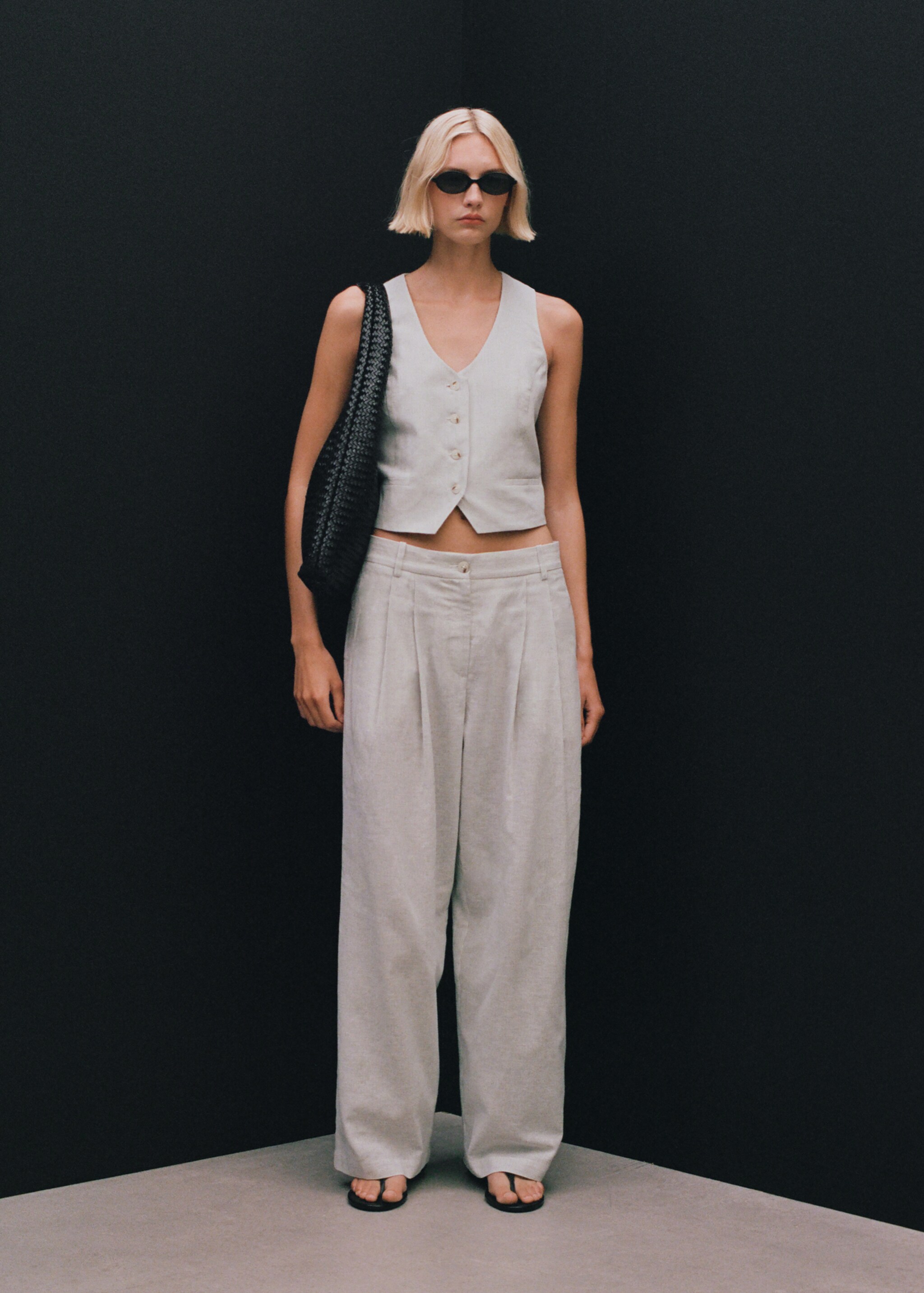 Pantalon de costume droit lin mélangé - Détail de l'article 6