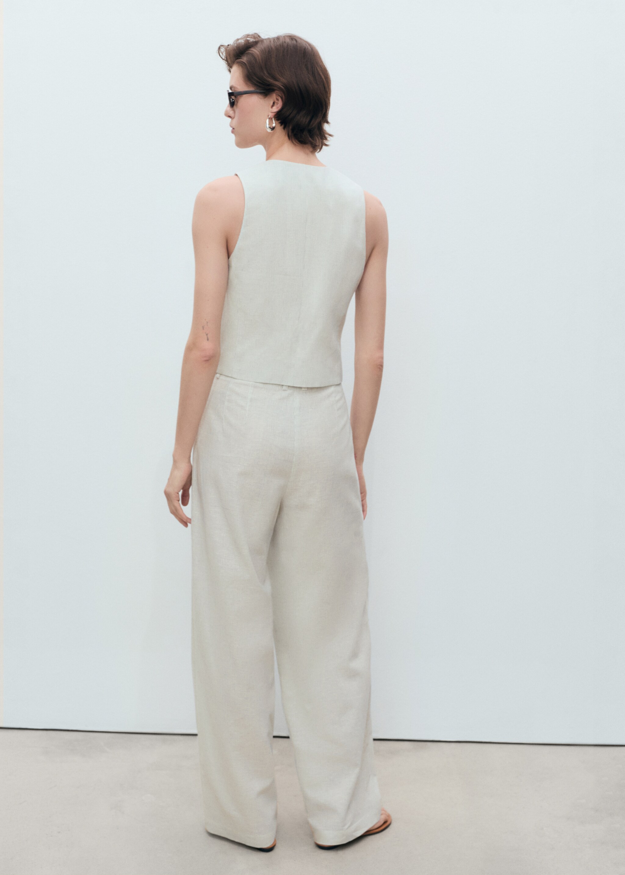 Pantalon de costume droit lin mélangé - Verso de l’article