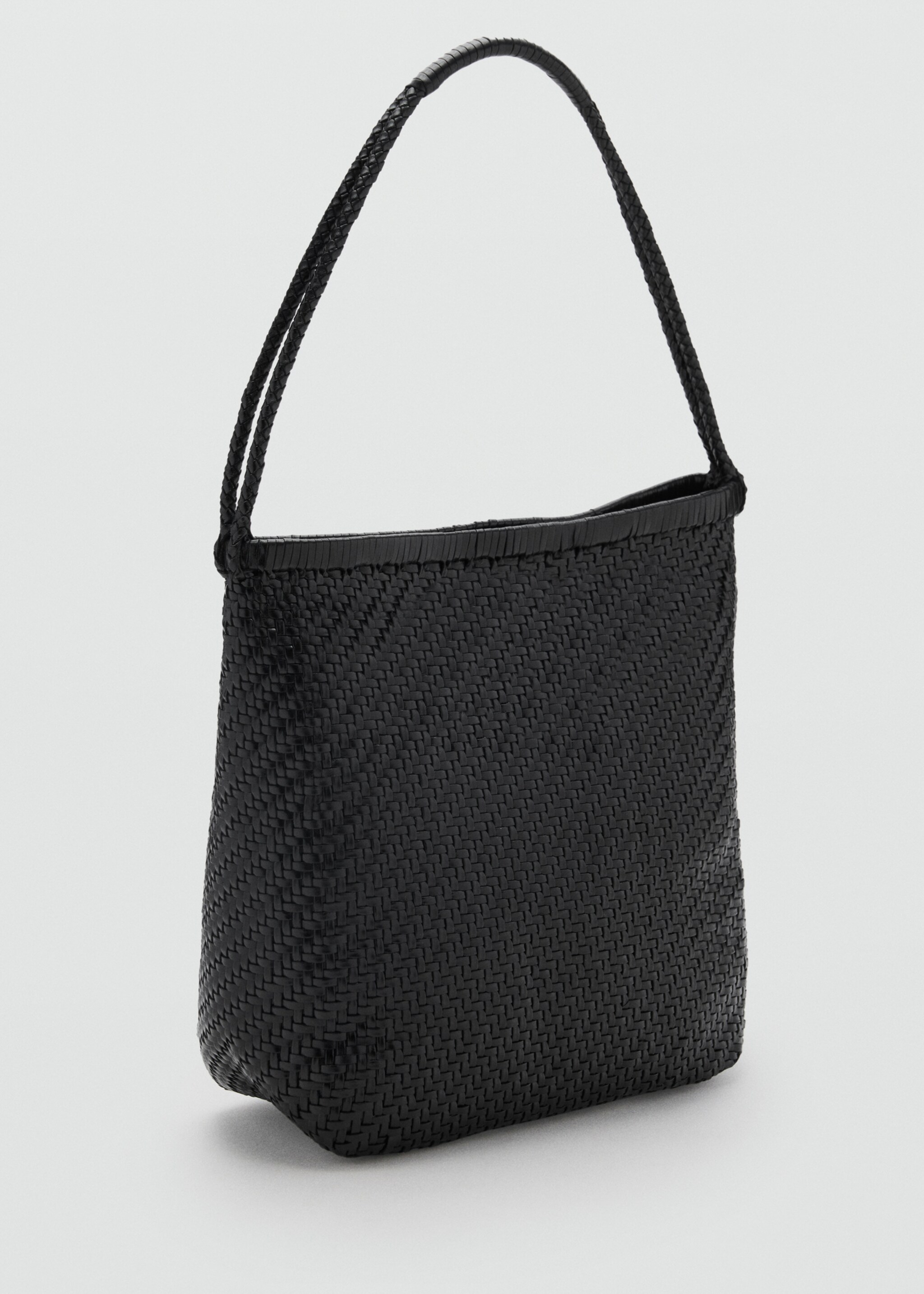 Braided leather shoulder bag - Medium plane